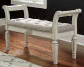 Orleans Furniture - Ashley Furniture - Realyn Accent Bench - Accent Bench / Antique White / 46"W x 16"D x 26"H - A3000157