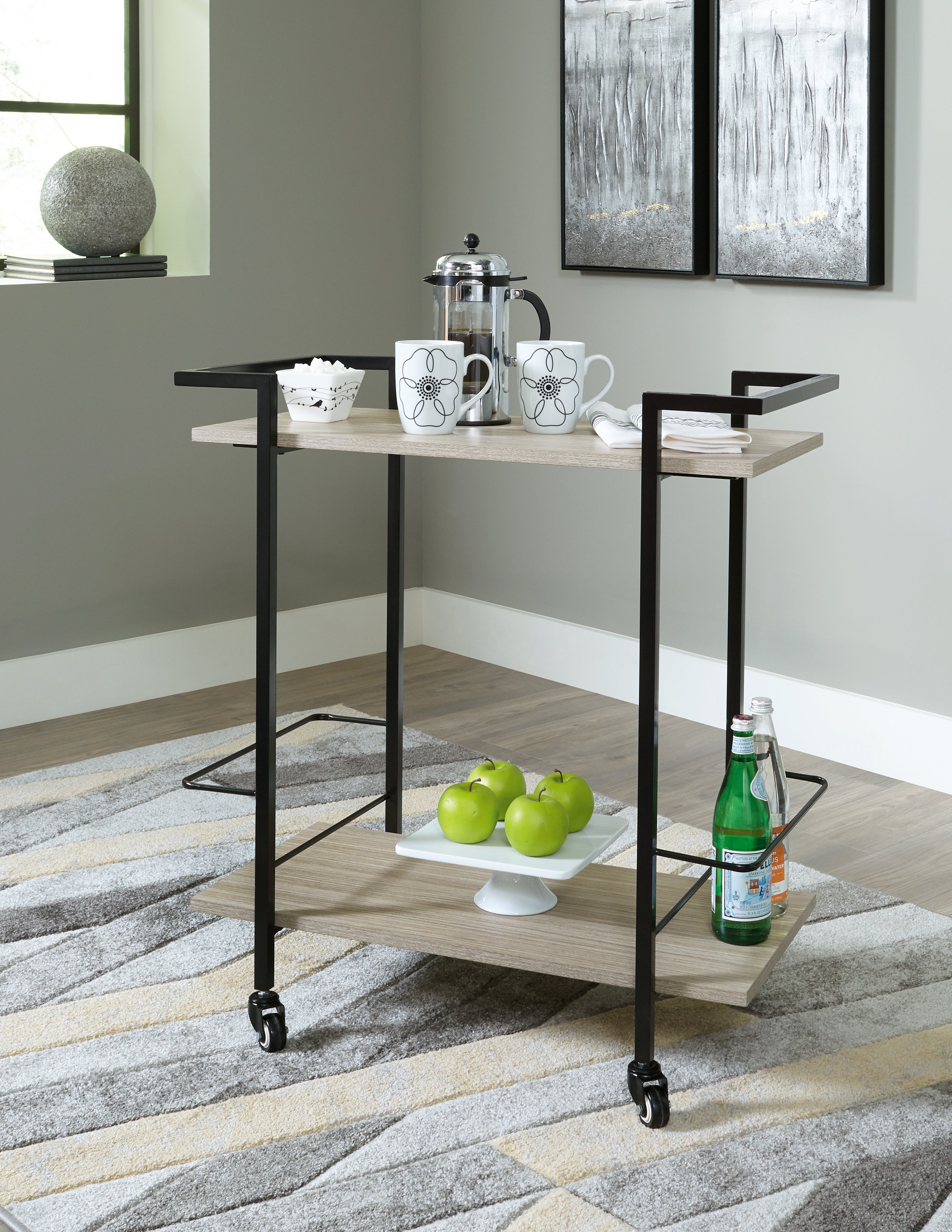 Orleans Furniture - Ashley Furniture - Waylowe Bar Cart - Bar Cart / Brown/Black - A4000389