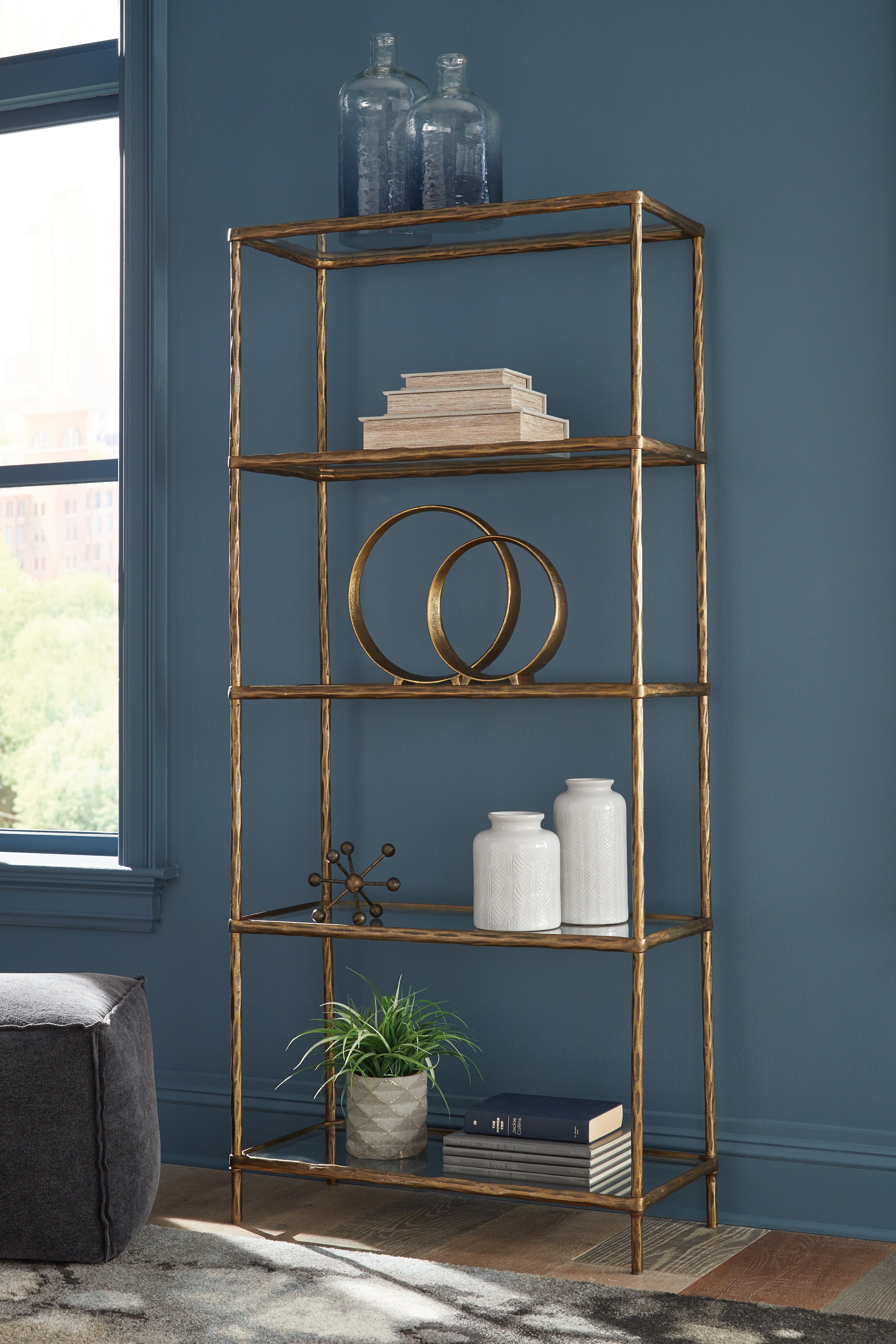 Orleans Furniture - Ashley Furniture - Ryandale Bookcase - Bookcase / Antique Brass Finish - A4000441