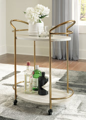 Orleans Furniture - Ashley Furniture - Tarica Bar Cart - Bar Cart / Cream/Gold Finish - A4000502