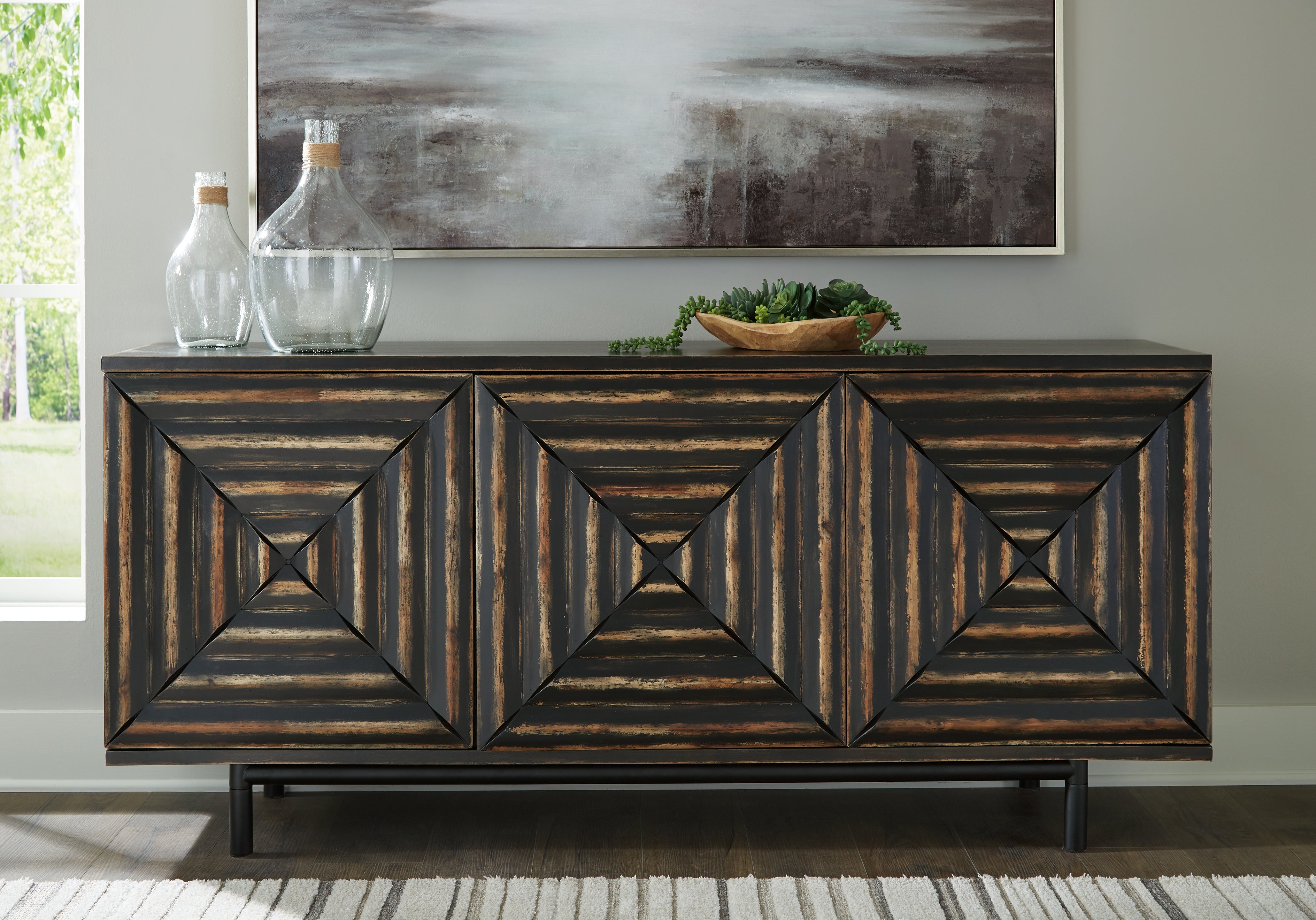 Orleans Furniture - Ashley Furniture - Fair Ridge Accent Cabinet - Accent Cabinet / Distressed Black - A4000573