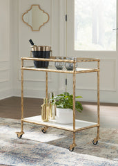 Orleans Furniture - Ashley Furniture - Plattfield Bar Cart - Bar Cart / Antique Gold Finish - A4000625