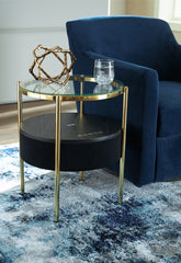 Orleans Furniture - Ashley Furniture - Nedman Accent Table with Speaker - Accent Table with Speaker / Black/Gold Finish - A4000669