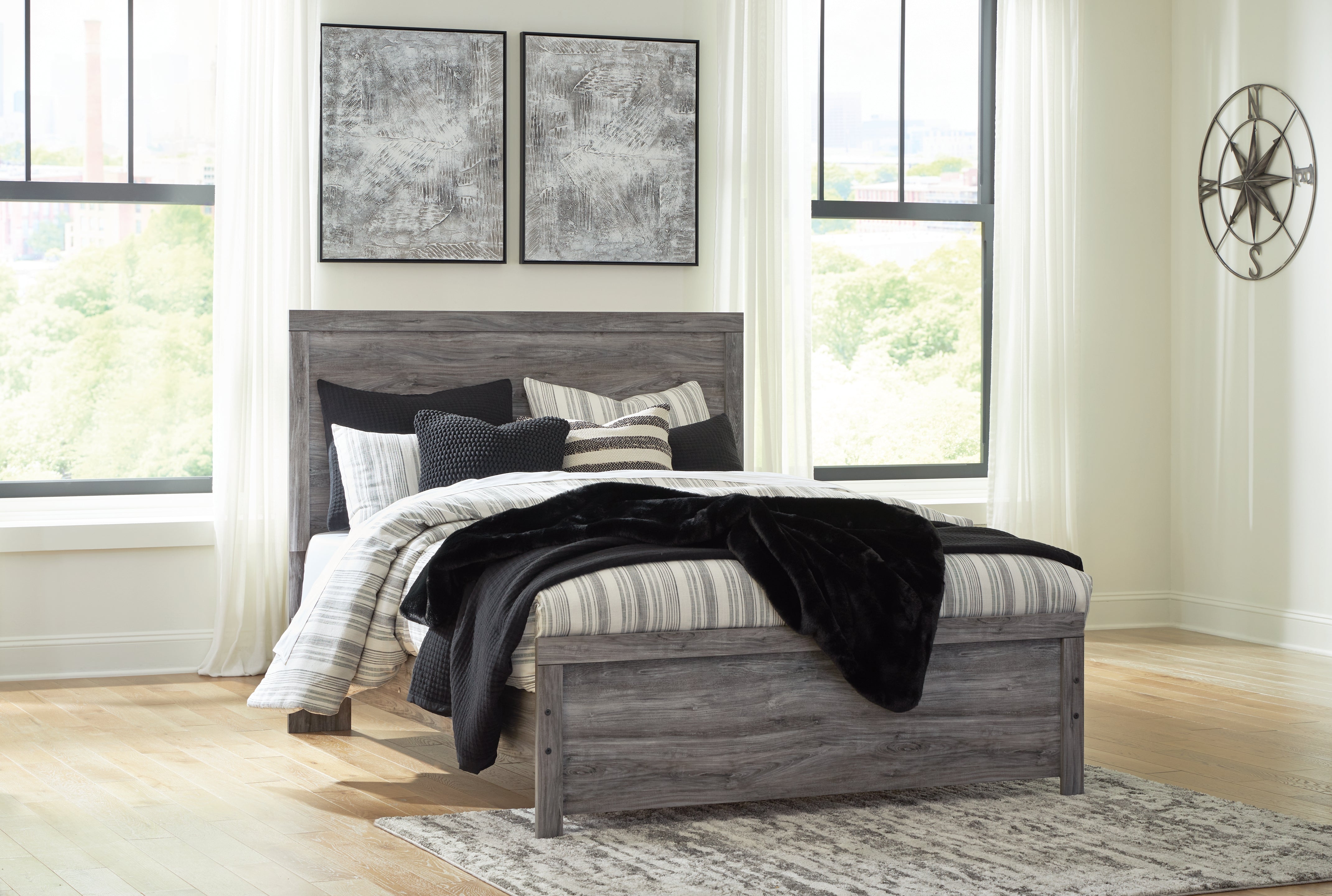 Orleans Furniture - Ashley Furniture - Bronyan Bedroom - King Panel Bed / Dark Gray - B1290B4
