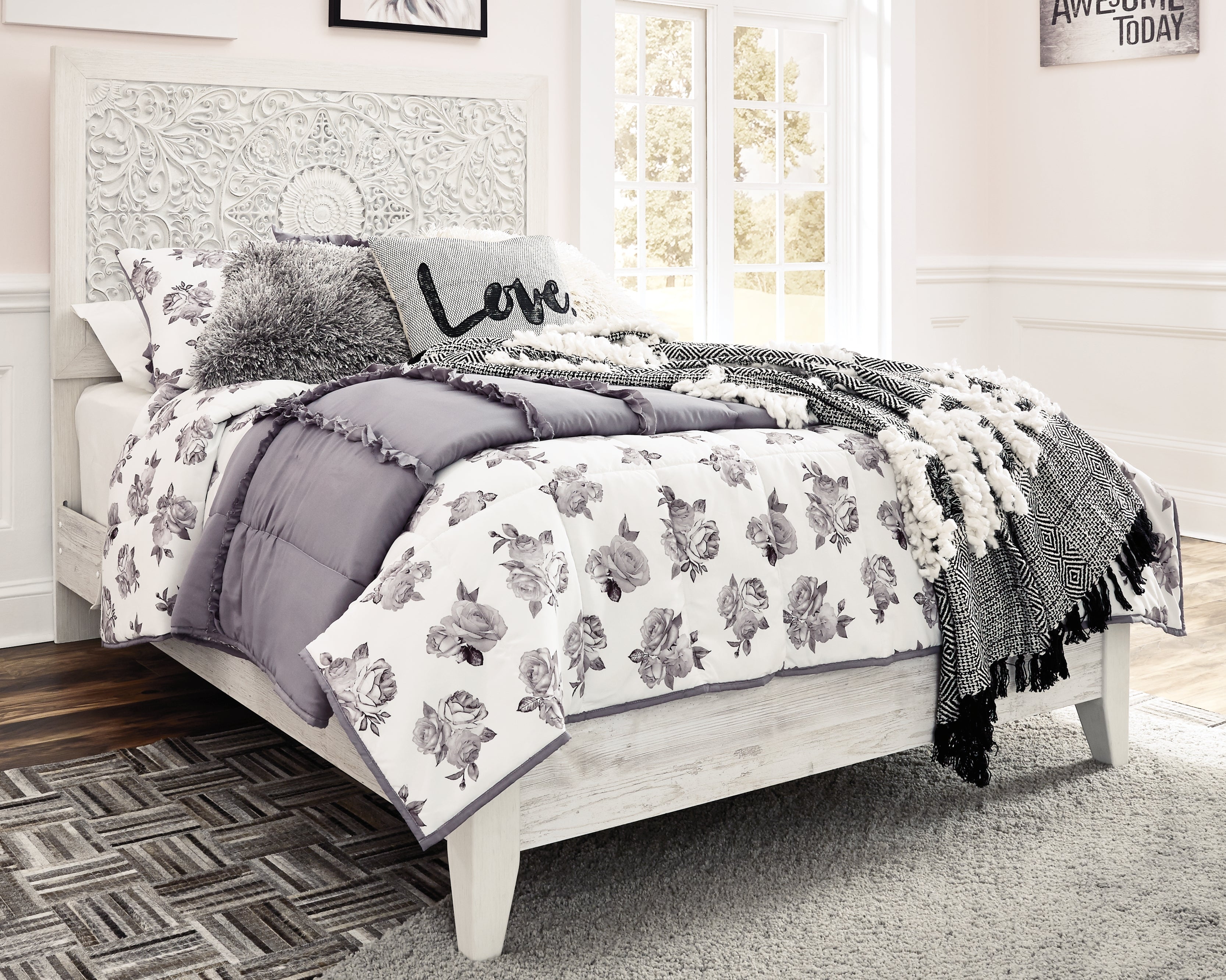 Orleans Furniture - Ashley Furniture - Paxberry Bedroom - King Panel Bed / Whitewash - B181B10