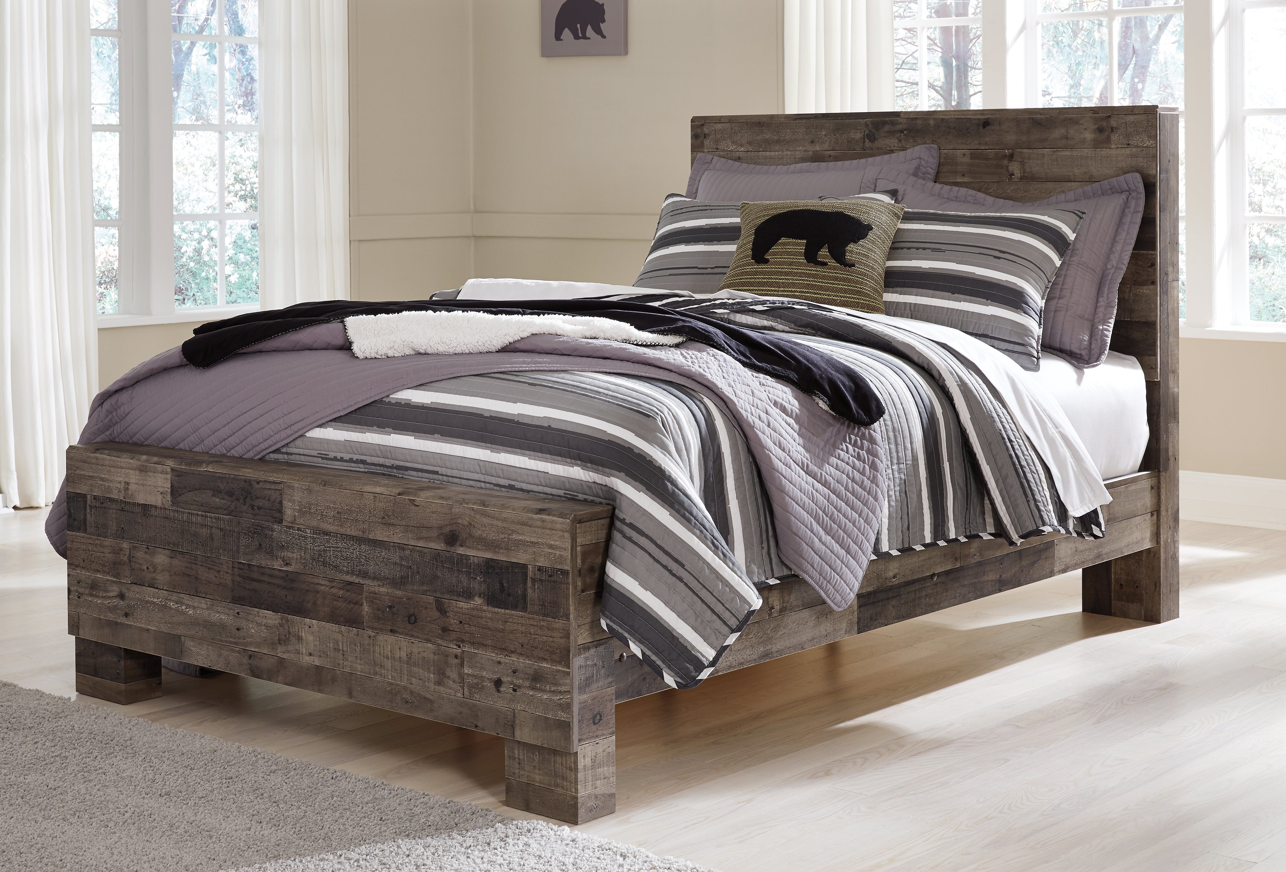 Orleans Furniture - Ashley Furniture - Derekson Bedroom - King Panel Bed with 2 Side Storage / Multi Gray - B200B44