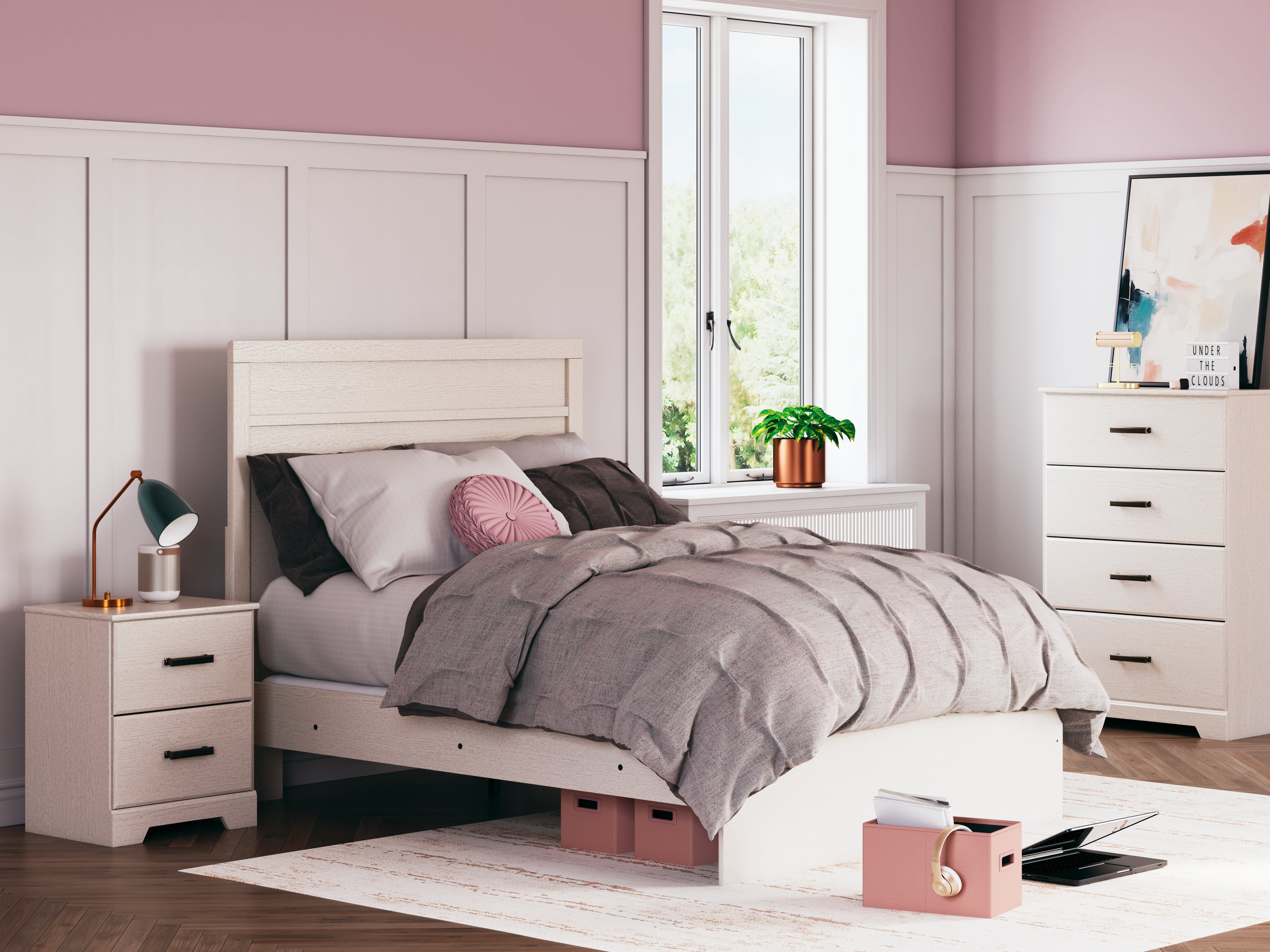 Orleans Furniture - Ashley Furniture - Stelsie Bedroom - Twin Panel Bed / White - B2588B12