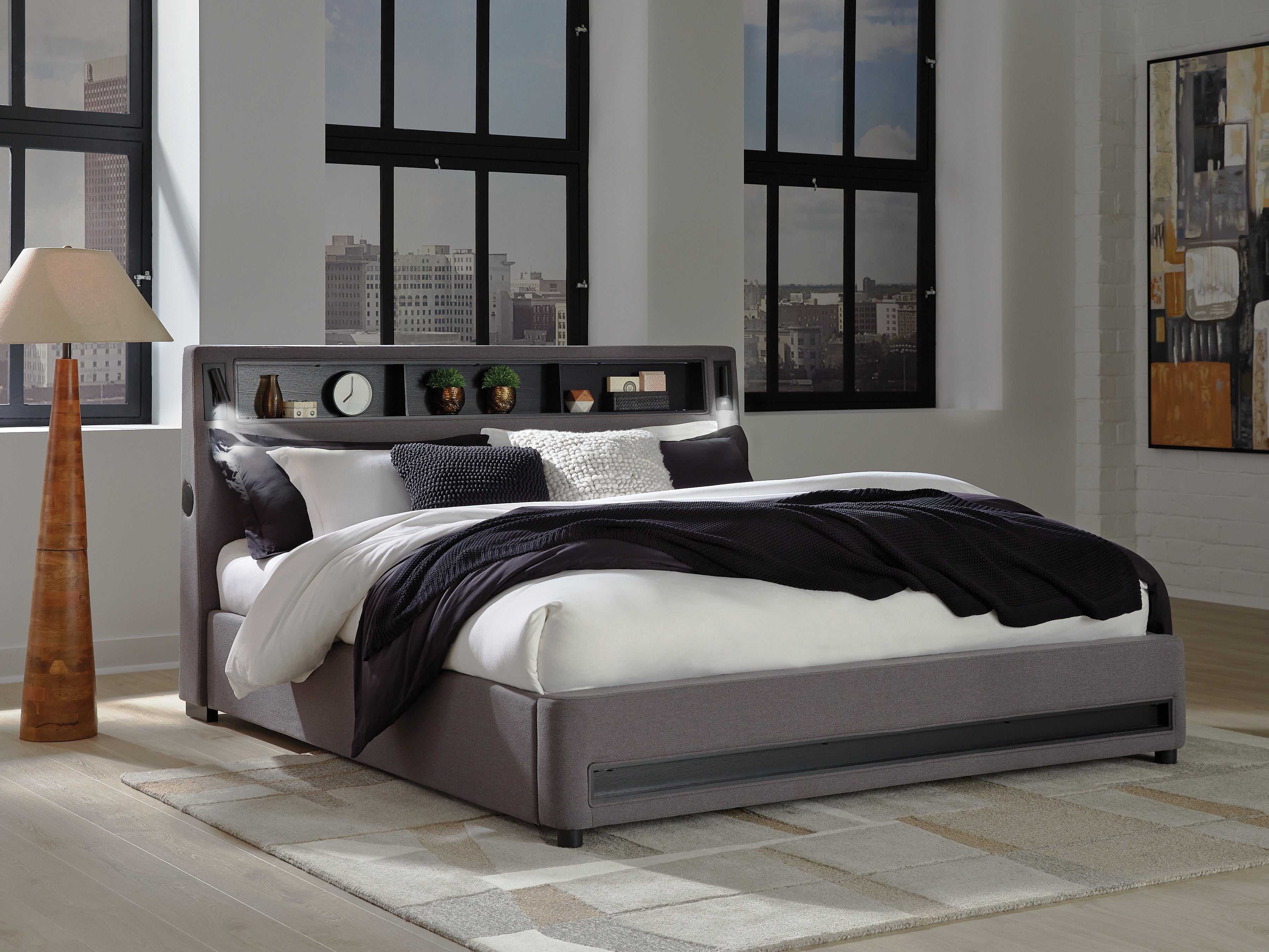 Orleans Furniture - Ashley Furniture - Verishaw Bedroom - King Upholstered Bed / Gray - PCB2721B21