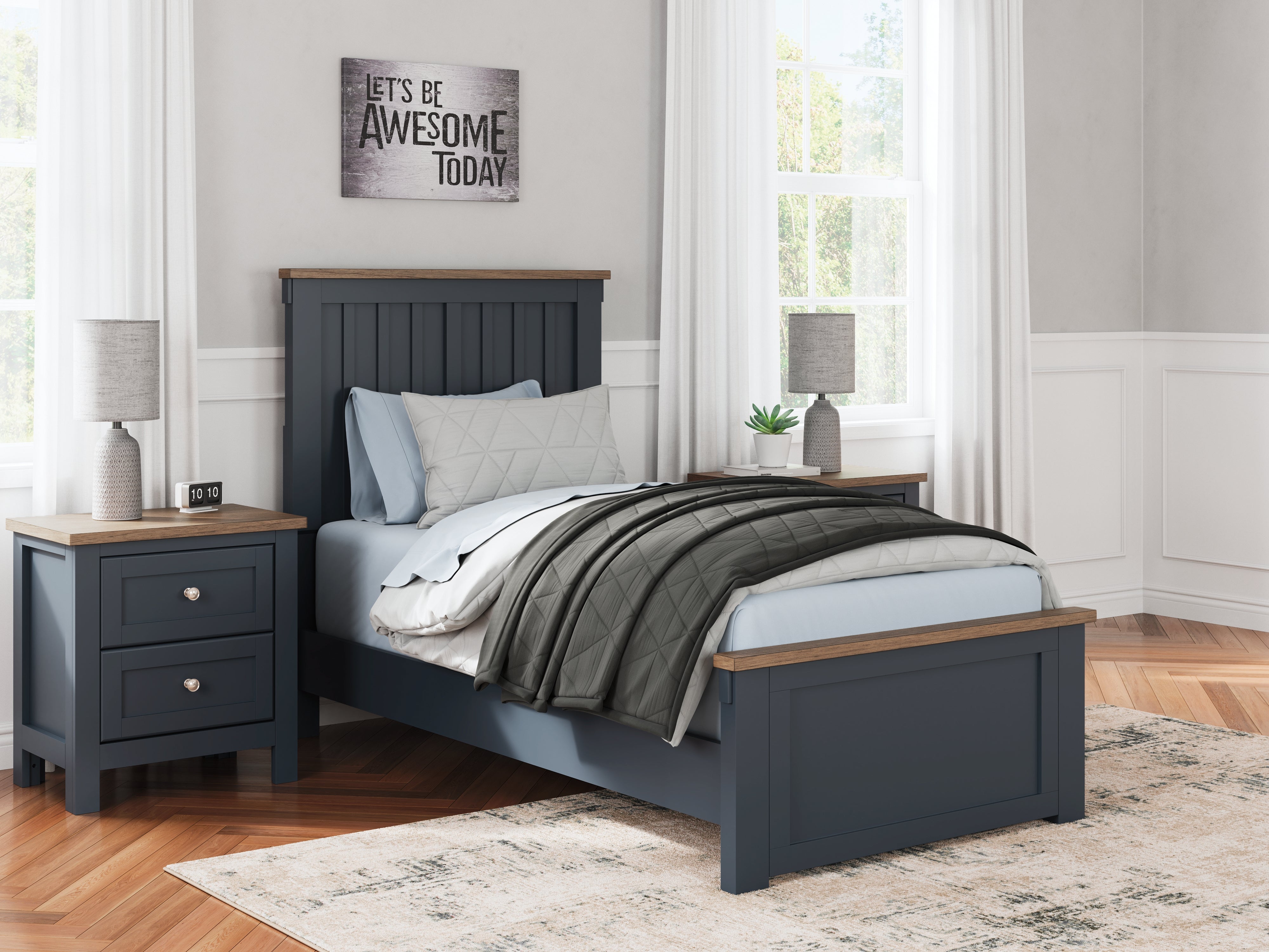 Orleans Furniture - Ashley Furniture - Landocken Bedroom - Queen Panel Bed / Brown/Blue - B414B10