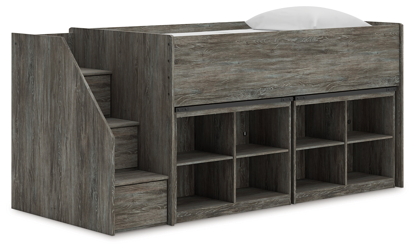 Orleans Furniture - Ashley Furniture - Frandern Twin Loft Bed with Bookcase Storage - Twin Loft Bed with Bookcase Storage / Warm Gray - B4480B25