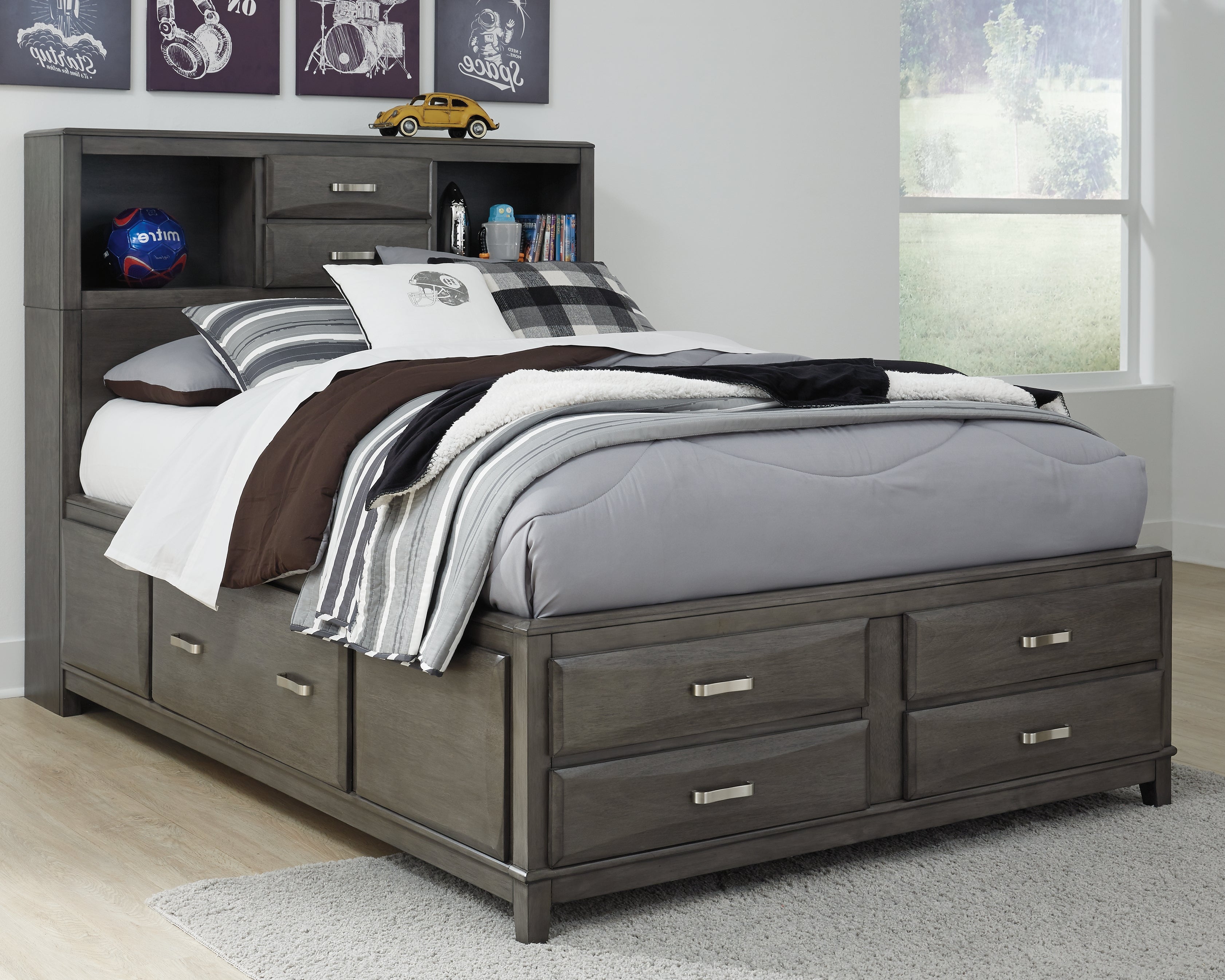 Orleans Furniture - Ashley Furniture - Caitbrook Bedroom - California King Storage Bed with 8 Drawers / Gray - B476B7