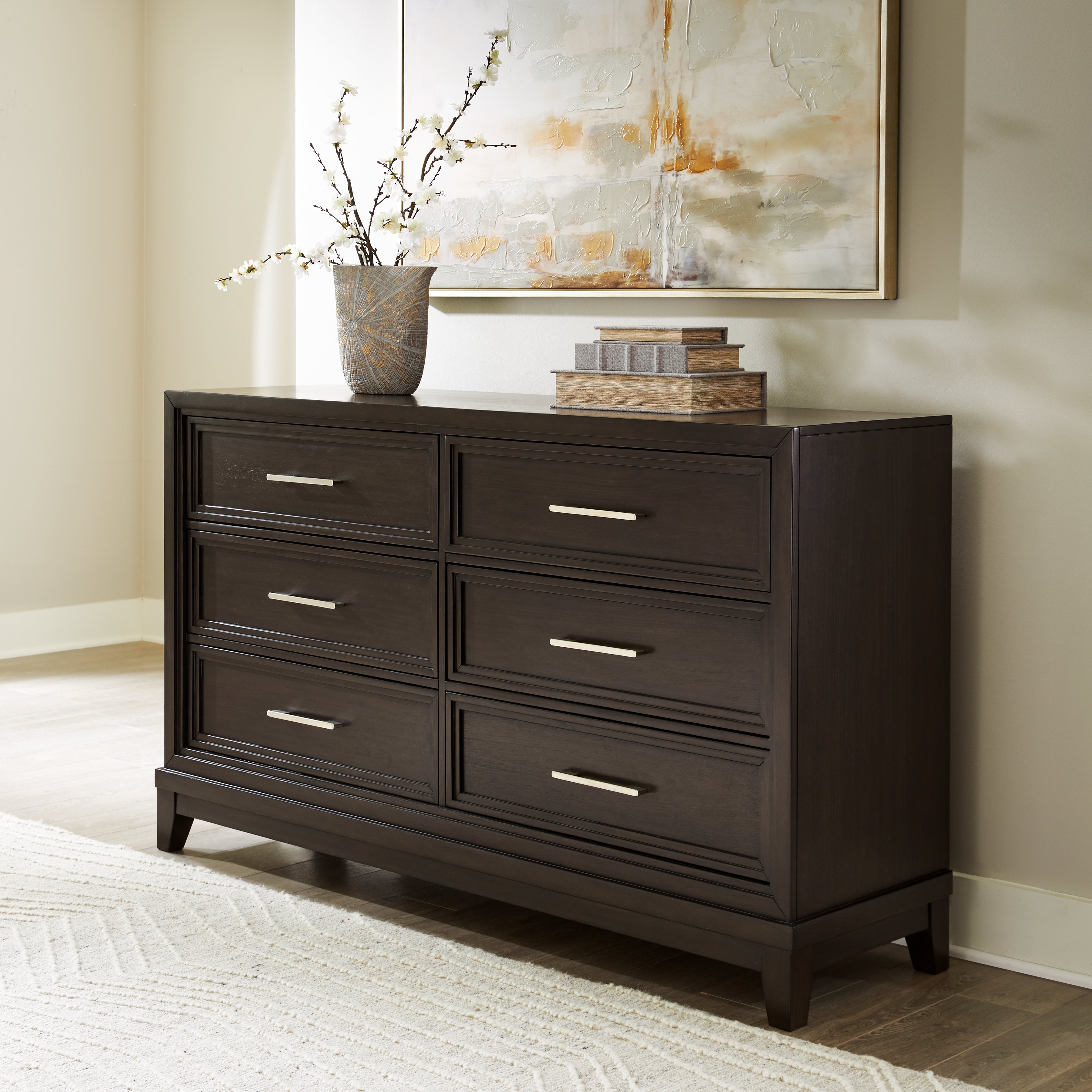 Orleans Furniture - Ashley Furniture - Neymorton Bedroom - Dresser and Mirror / Dark Grayish Brown - B618B1