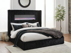Orleans Furniture - Ashley Furniture - Tayleena Bedroom - King Upholstered Bed with Fireplace and Wireless Audio - PCB620B2
