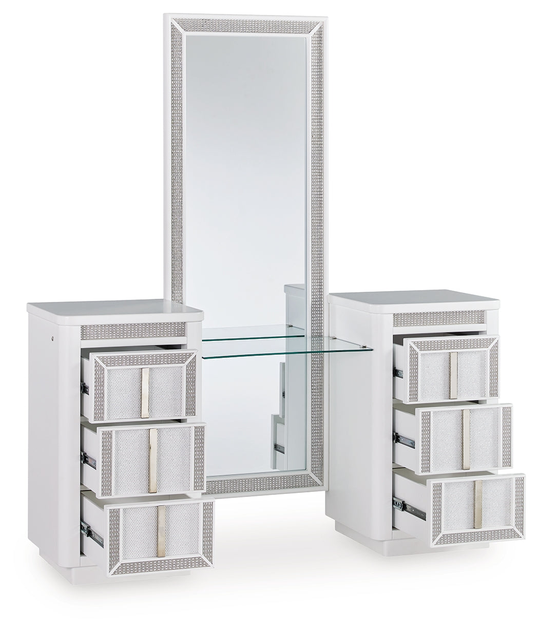 Orleans Furniture - Ashley Furniture - Chalanna Vanity with Mirror - Vanity with Mirror / White - B822B7