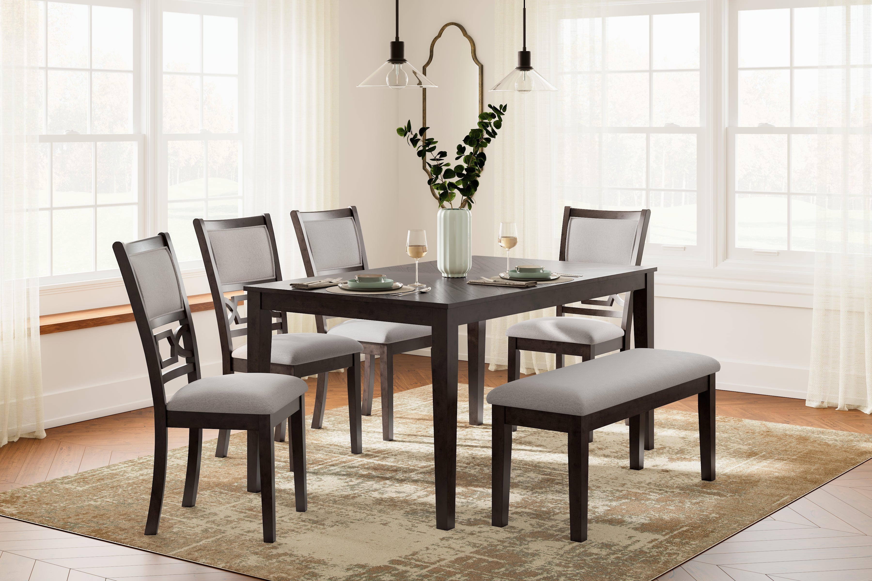Orleans Furniture - Ashley Furniture - Langwest Dining Room - Dining Room Table Set (6/CN) / Brown - D422-325