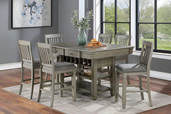 FD1040 7 Piece Pub Table Set With Drawers Storage
