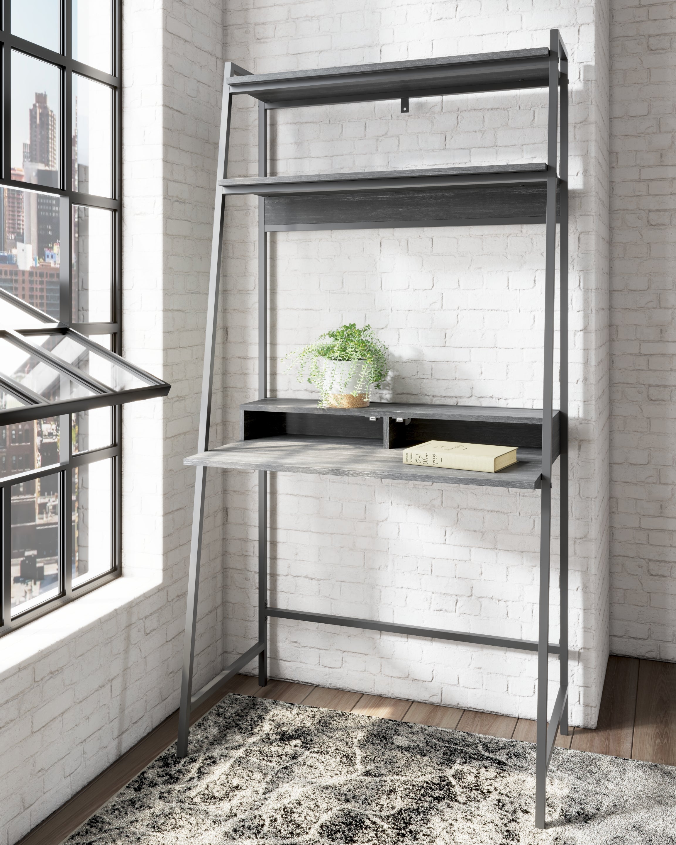 Orleans Furniture - Ashley Furniture - Yarlow Office Desk - Home Office Desk and Shelf / Black - H215-27