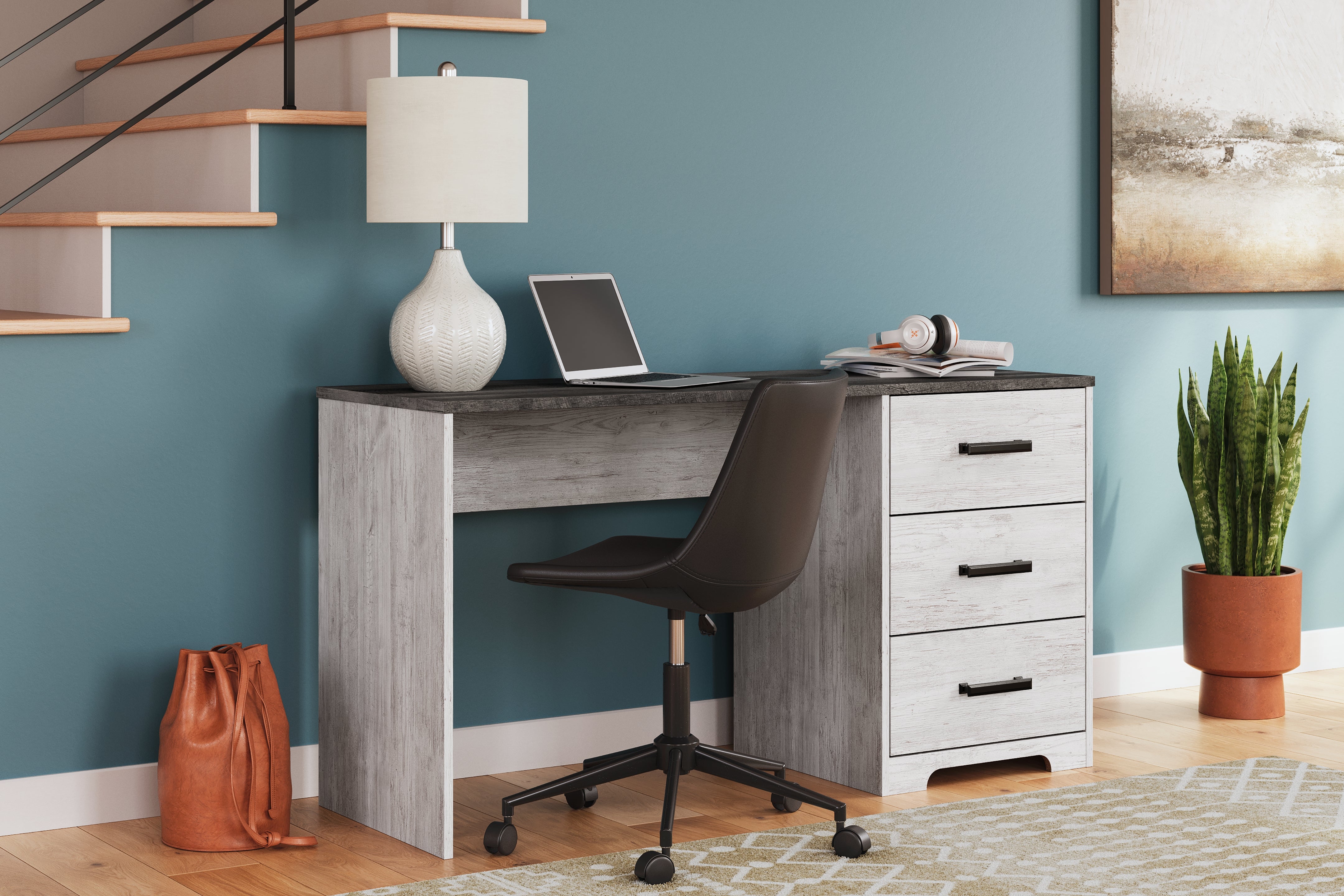 Orleans Furniture - Ashley Furniture - Shawburn Office Desk - Home Office Desk / White/Dark Charcoal Gray - H4121-34