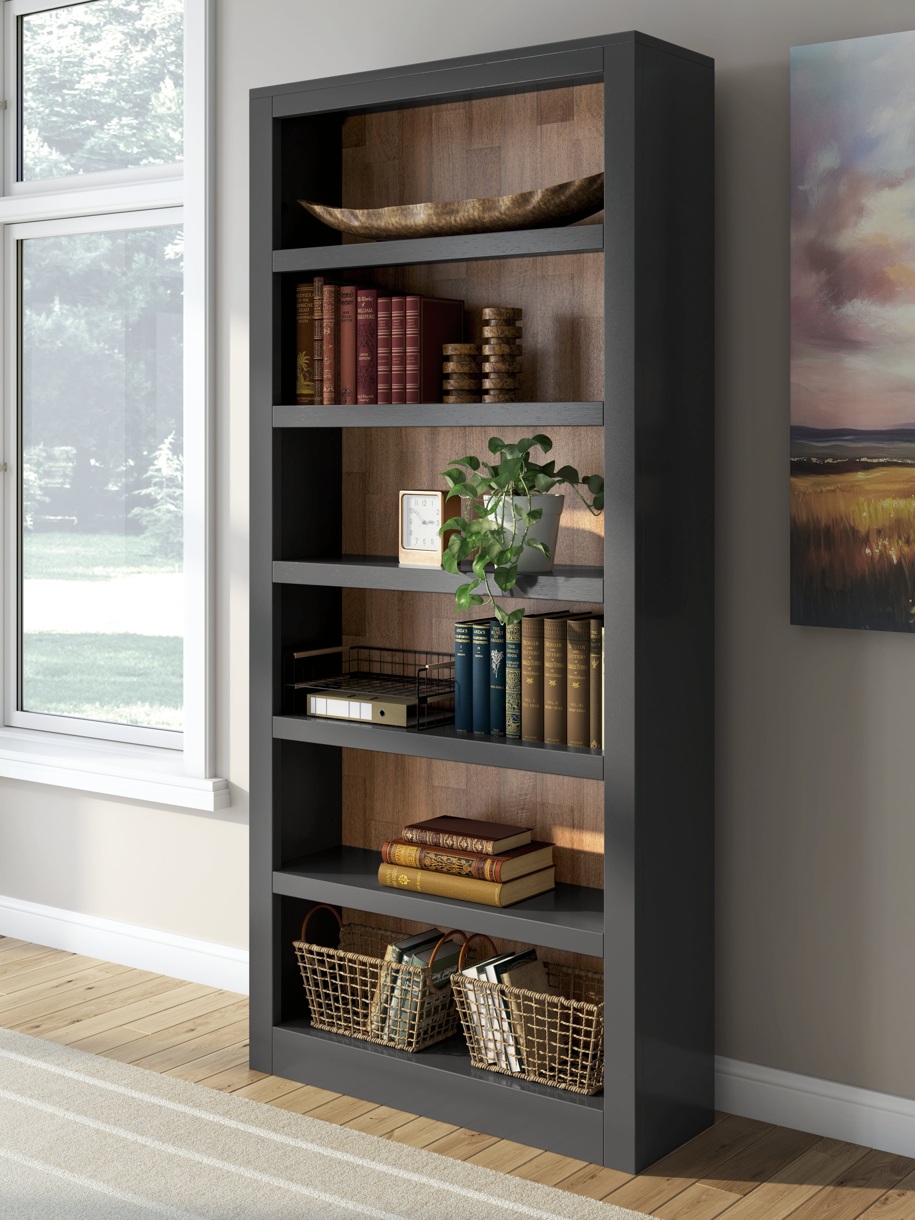 Orleans Furniture - Ashley Furniture - Wildenauer Bookcase - Bookcase / Brown/Black - H664-70
