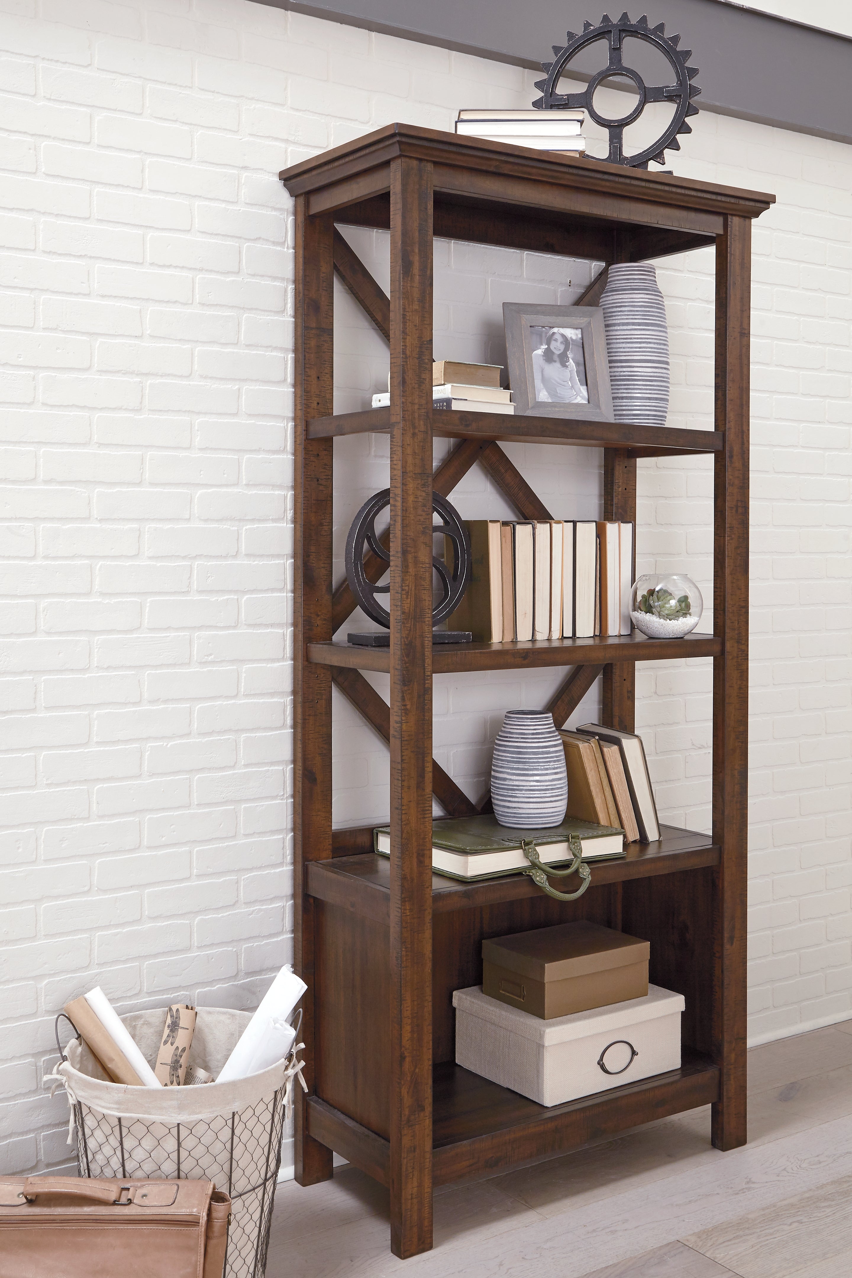 Orleans Furniture - Ashley Furniture - Baldridge Bookcase - Large Bookcase / Rustic Brown - H675-17