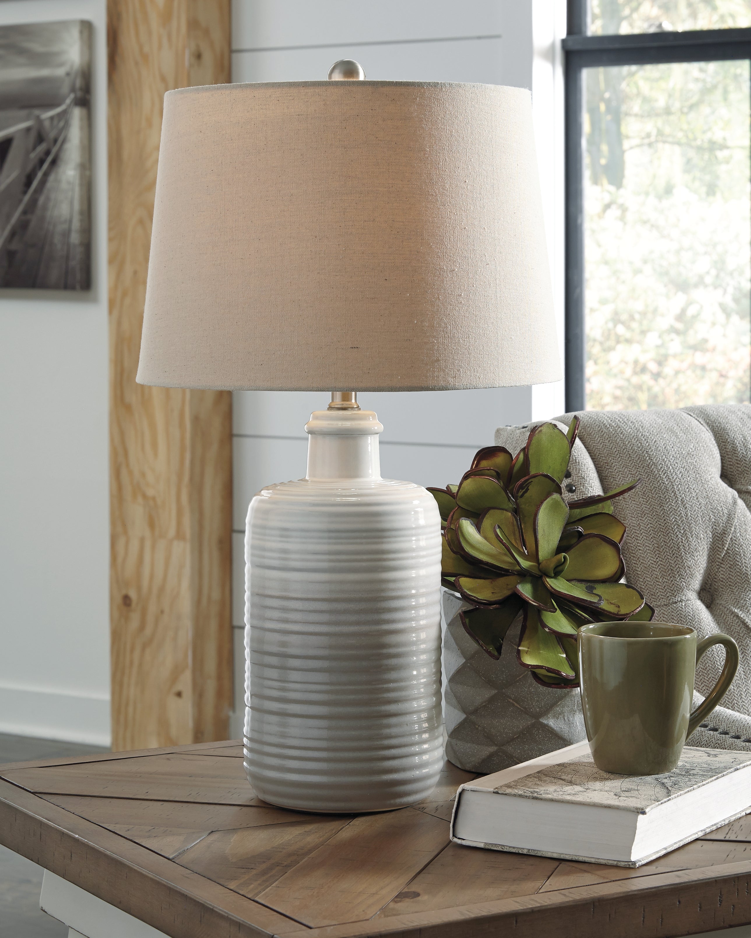 Orleans Furniture - Ashley Furniture - Marnina Lighting - Ceramic Table Lamp (Set of 2) / Taupe - L121854