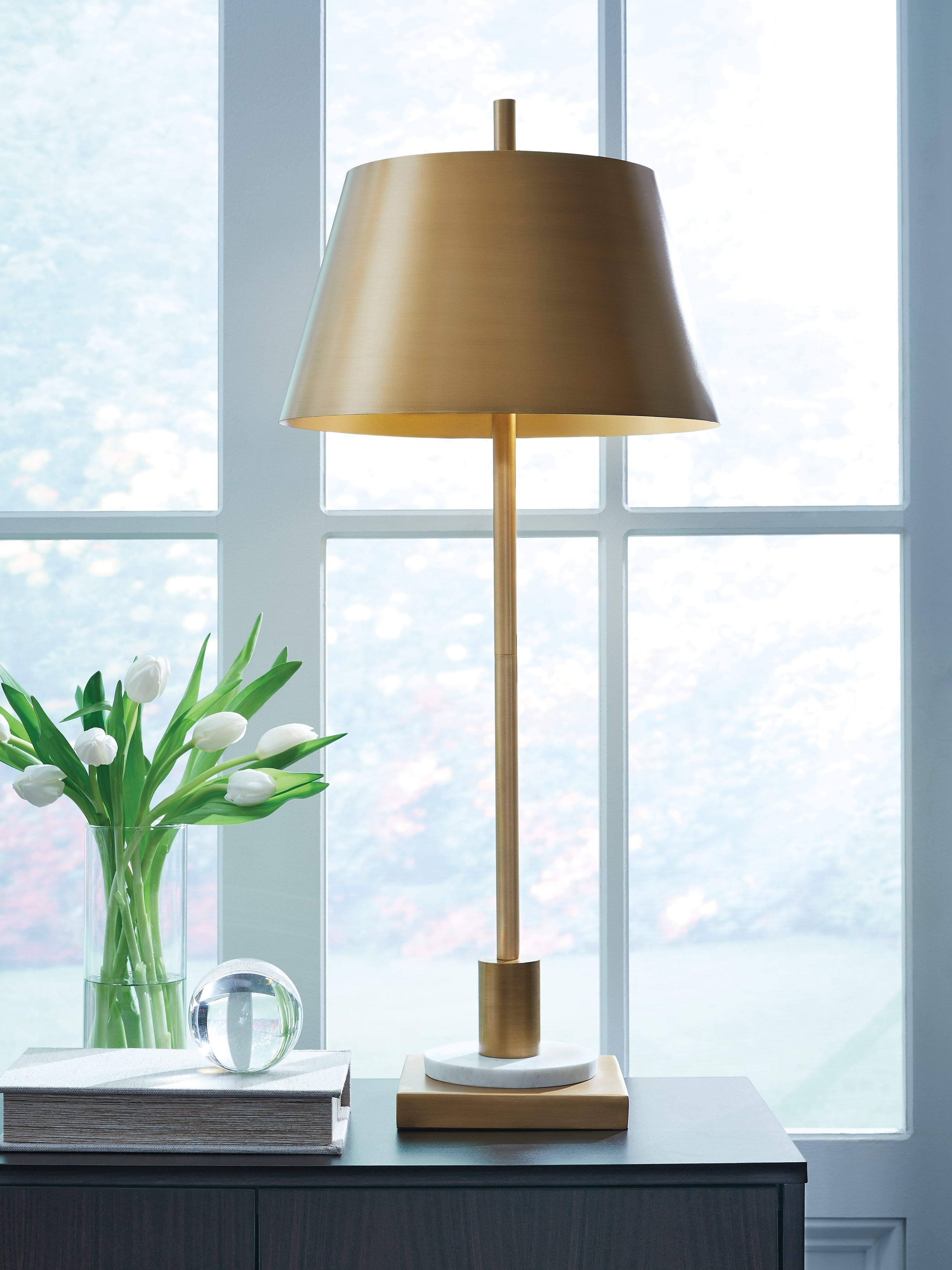Orleans Furniture - Ashley Furniture - Fritzburn Lighting - Metal Table Lamp (1/CN) / Gold Finish/White - L208444