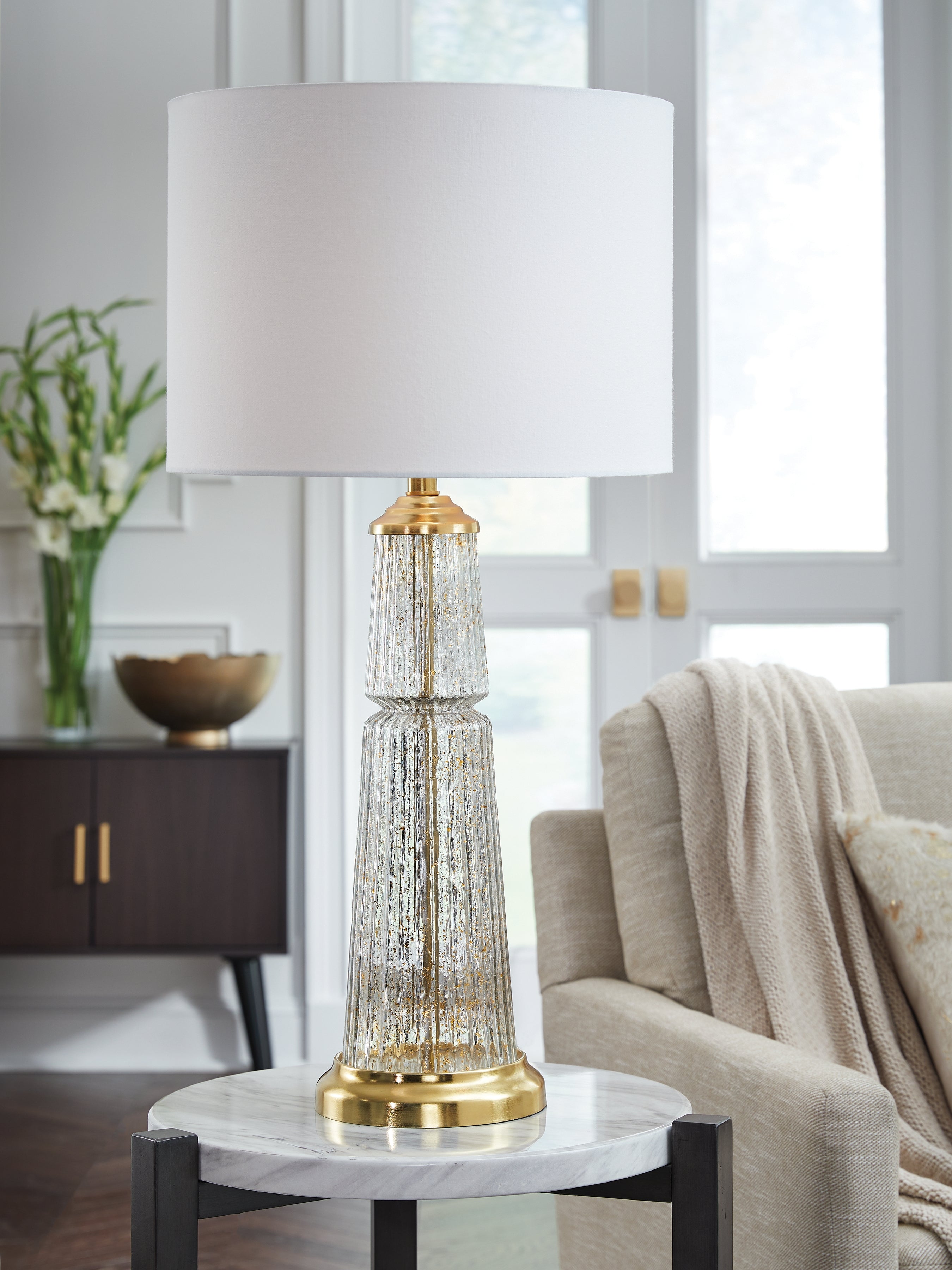 Orleans Furniture - Ashley Furniture - Bakersboro Lighting - Glass Table Lamp (1/CN) / Clear/Gold Finish - L430884