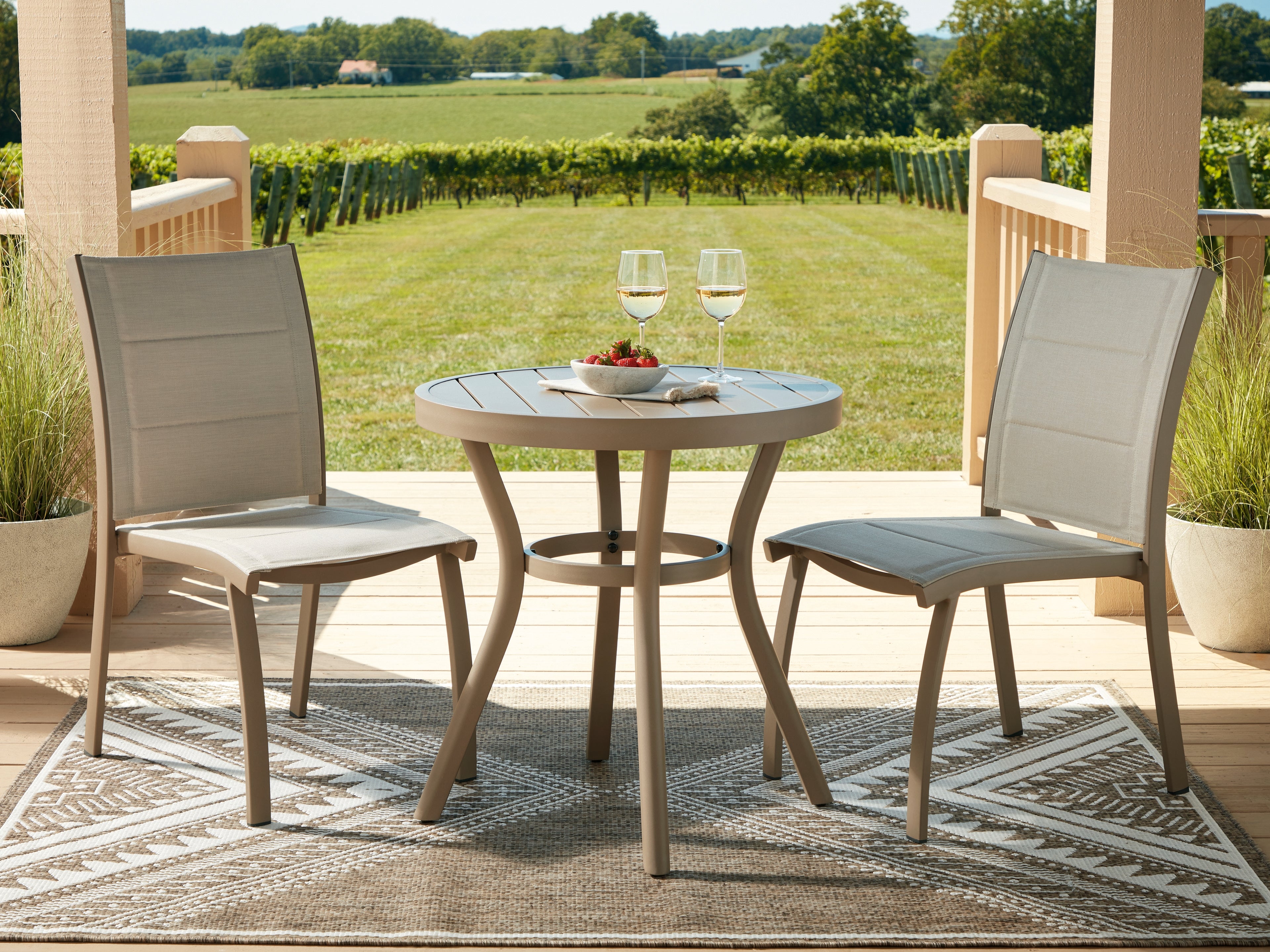 Orleans Furniture - Ashley Furniture - Mission Beach Outdoor - Chairs w/Table Set (3/CN) / Beige - PCP200-050