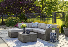 Orleans Furniture - Ashley Furniture - Petal Road Outdoor - LoveseatSEC/OTTO/TBL Set(4/CN) / Gray - P297-070