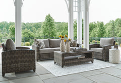 Orleans Furniture - Ashley Furniture - Oasis Court Outdoor - Sofa/Chairs/Table Set (4/CN) / Gray - P335-081