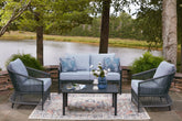 Orleans Furniture - Ashley Furniture - Bridges Beach Outdoor - Love/Chairs/Table Set (4/CN) / Gray - PCP391-080