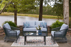 Orleans Furniture - Ashley Furniture - Bridges Beach Outdoor - Love/Chairs/Table Set (4/CN) / Gray - PCP391-080