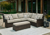 Orleans Furniture - Ashley Furniture - Brook Ranch Outdoor - Sofa SEC/Bench w/CUSH (3/CN) / Brown - P465-822