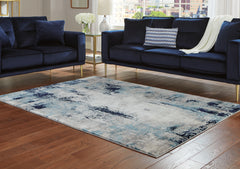 Orleans Furniture - Ashley Furniture - Leonelle Rug - 5'3" x 7'3" Rug / Cream/Blue/Gray - R404872