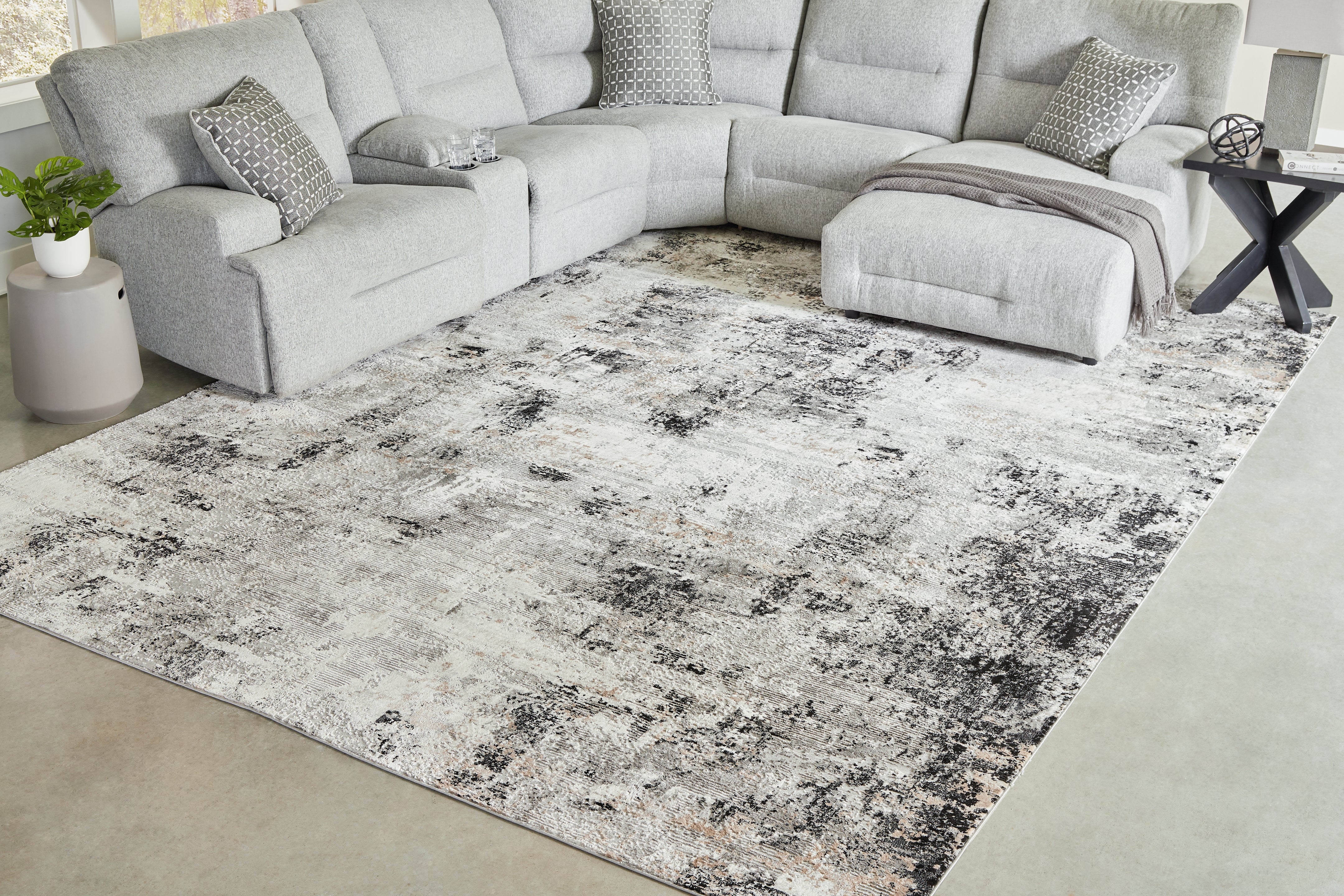 Orleans Furniture - Ashley Furniture - Langwell Rug - 10' x 14' Rug / Black/Gray/White - R406780