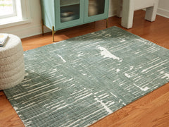 Orleans Furniture - Ashley Furniture - Cayworth Rug - 5' x 7' Rug / Teal/White - R407092