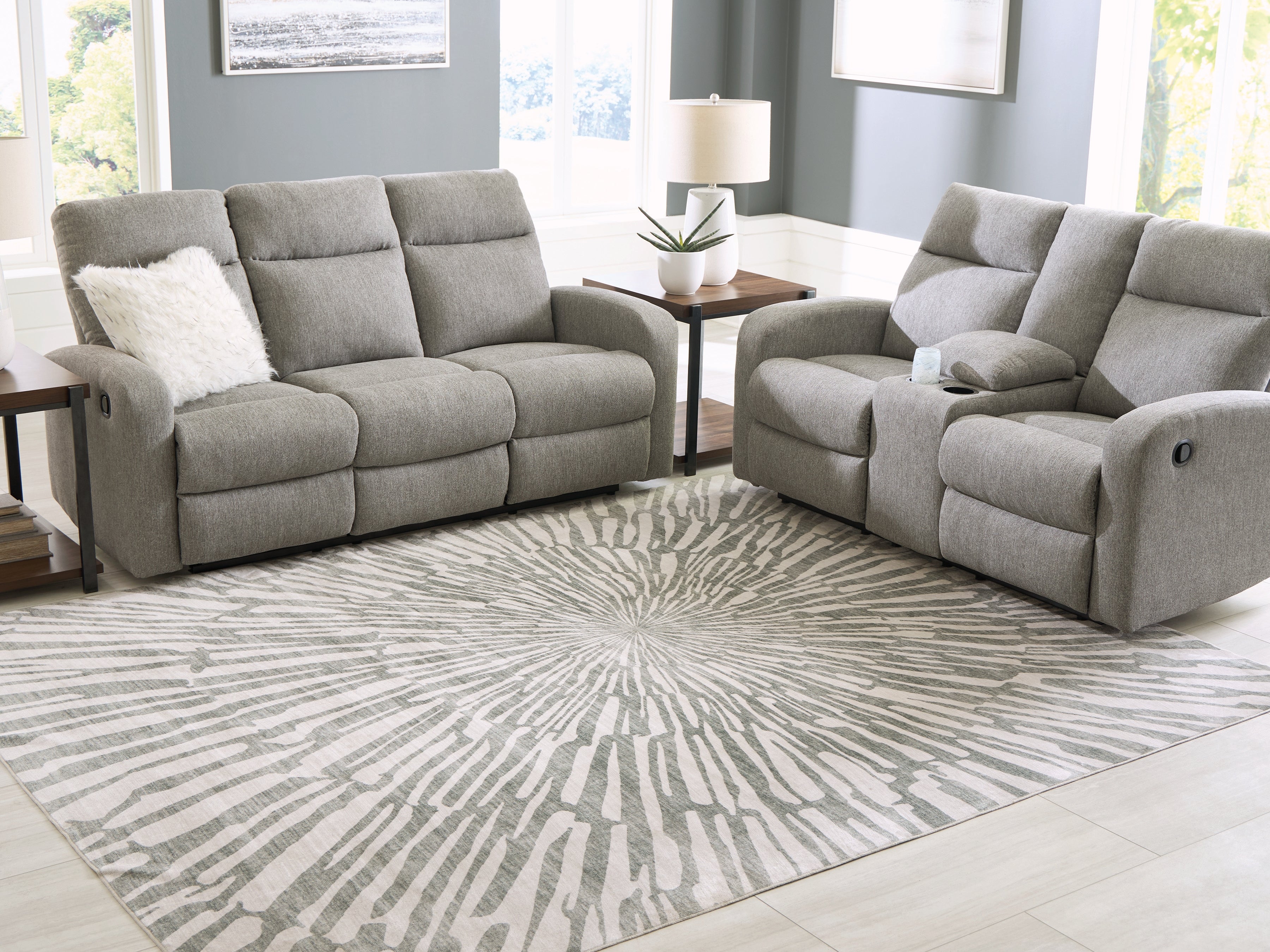Orleans Furniture - Ashley Furniture - Verland Rug - Washable 7'6" x 9'6" Area Rug / Gray/White - R407431