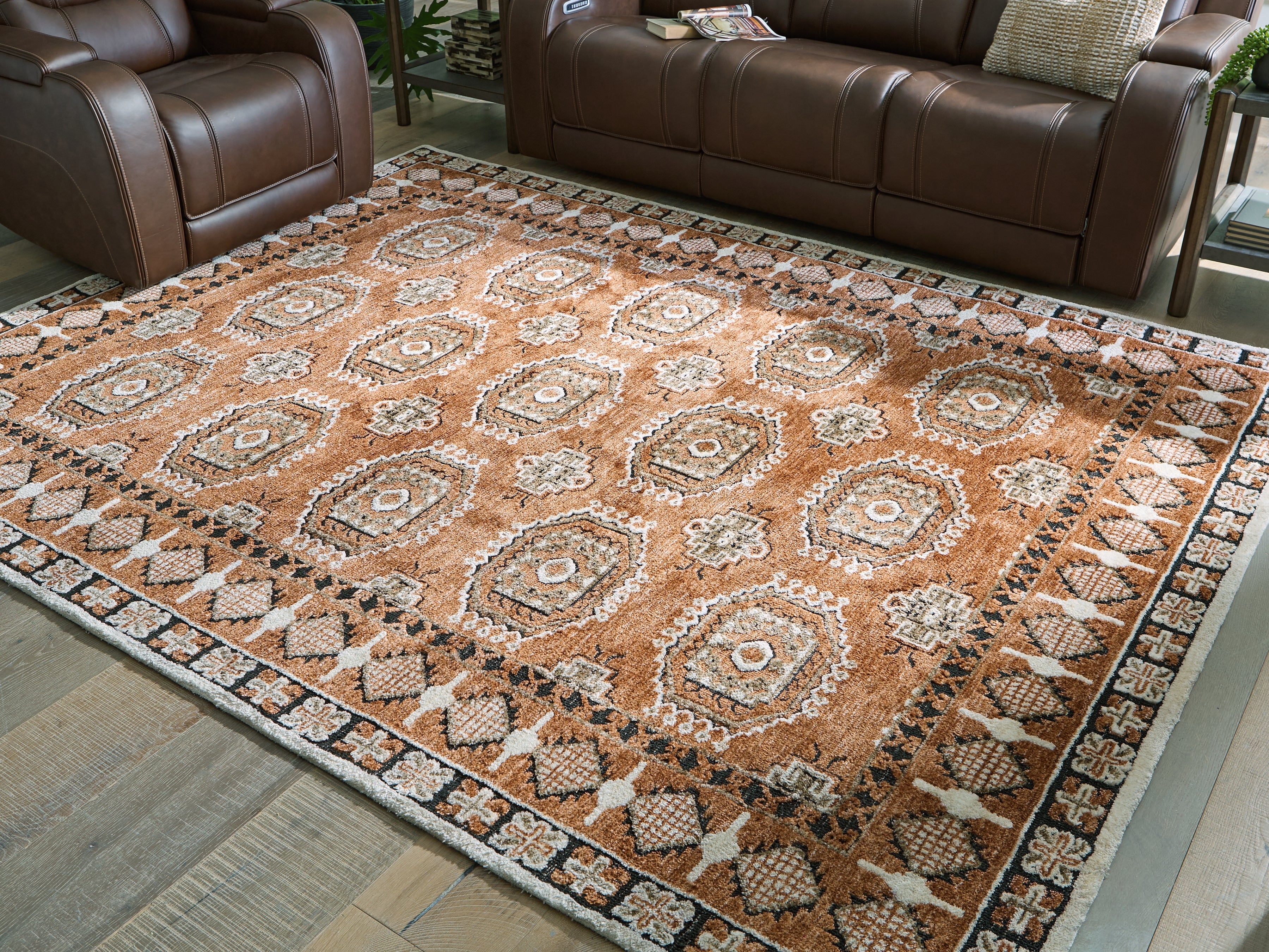 Orleans Furniture - Ashley Furniture - Qaabiz Rug - 7'8" x 10' Area Rug / Sienna/Ivory/Black - R407521