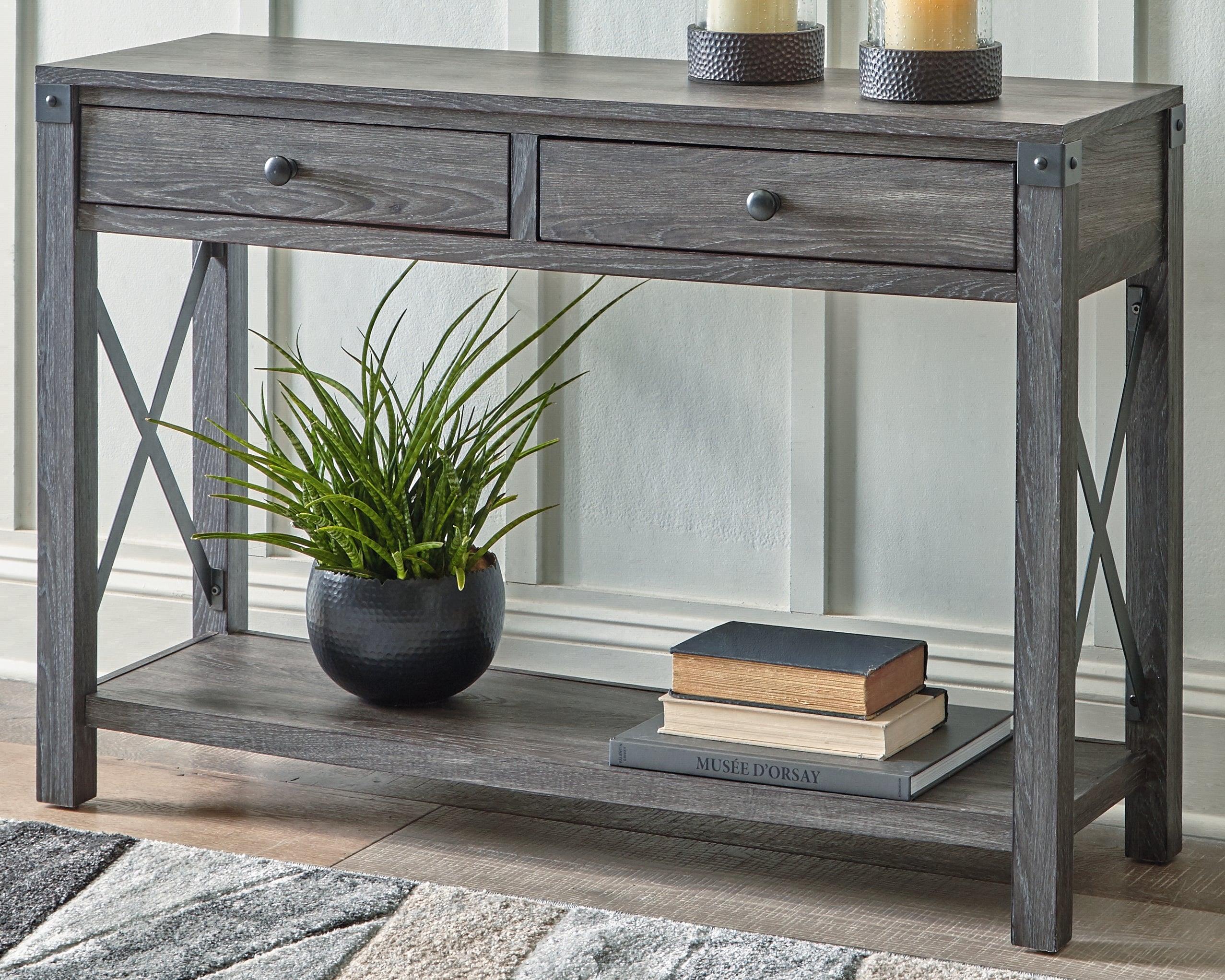 Orleans Furniture - Ashley Furniture - Freedan Sofa/Console Table - Console Sofa Table / Grayish Brown - T175-4