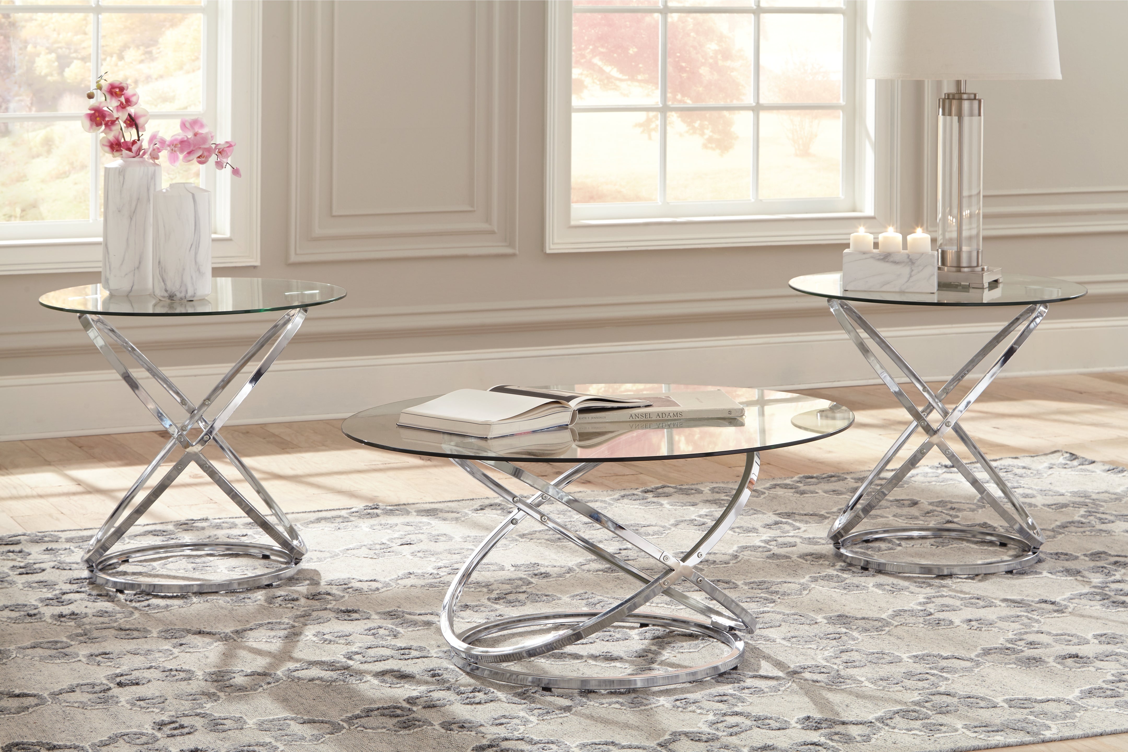 Orleans Furniture - Ashley Furniture - Hollynyx Table (Set of 3) - Occasional Table Set (3/CN) / Chrome Finish - T270-13