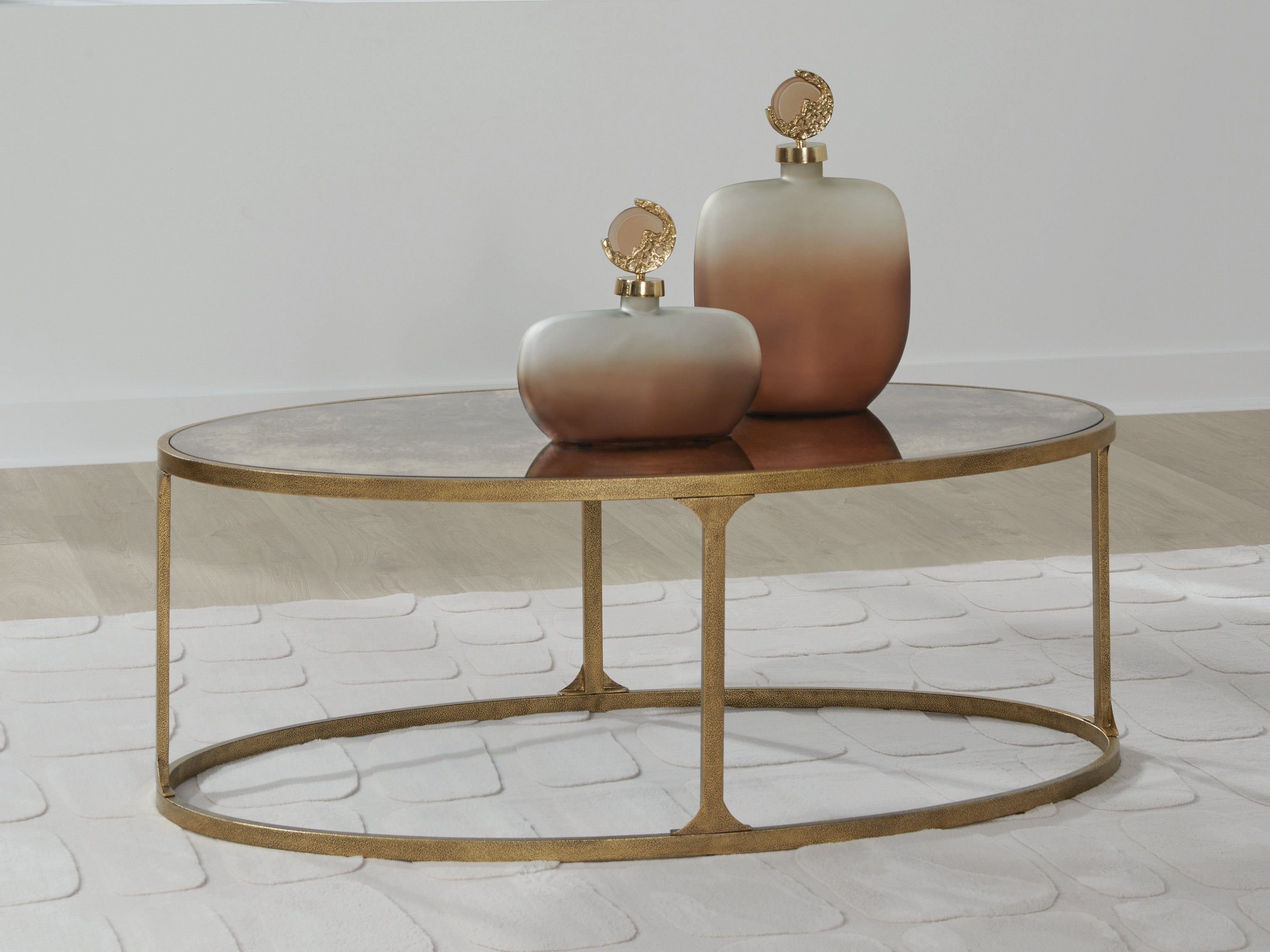 Orleans Furniture - Ashley Furniture - Korajane Coffee Table - Oval Cocktail Table / Antique Gold - T399-0