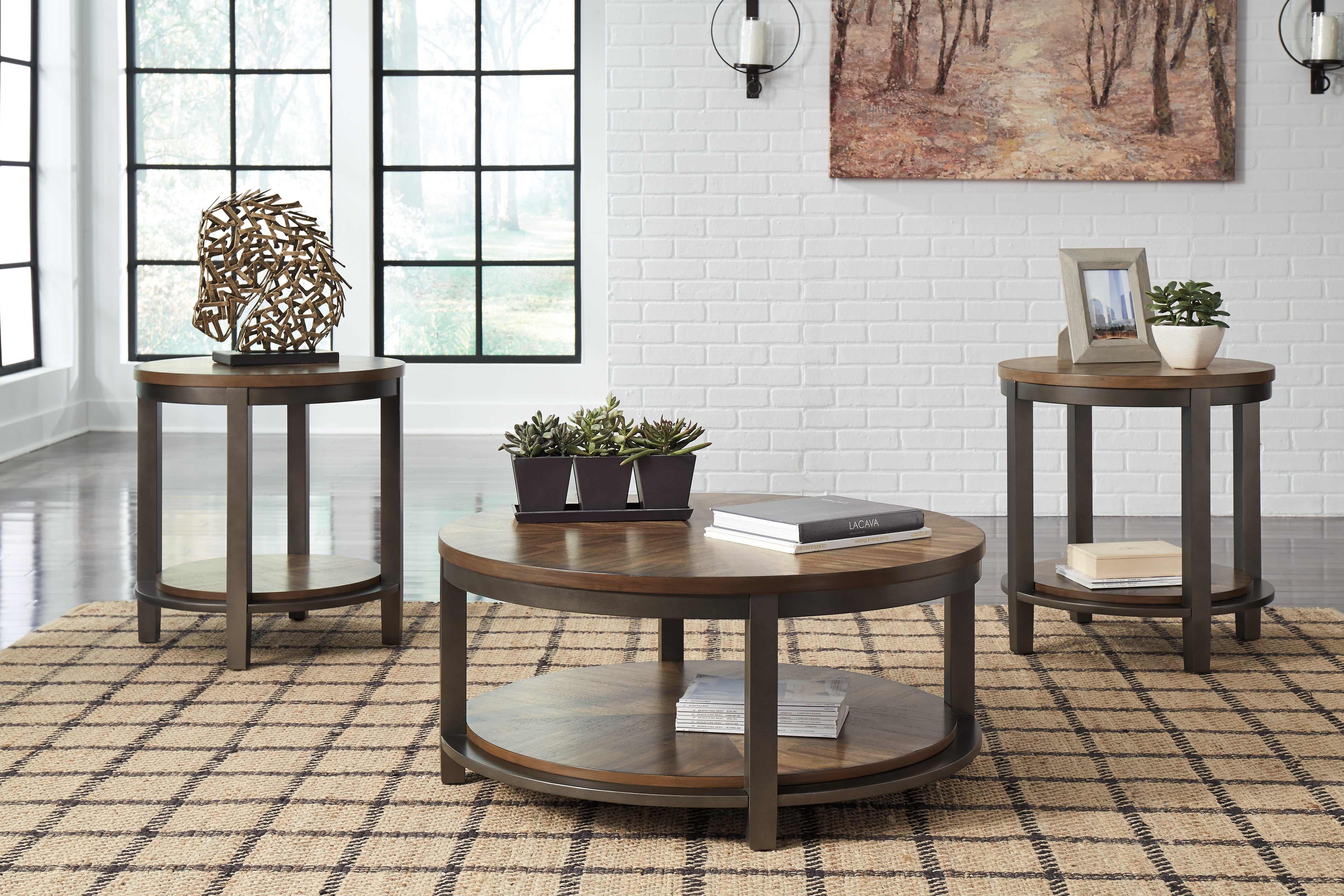 Orleans Furniture - Ashley Furniture - Roybeck Table (Set of 3) - Occasional Table Set (3/CN) / Light Brown/Bronze - T411-13