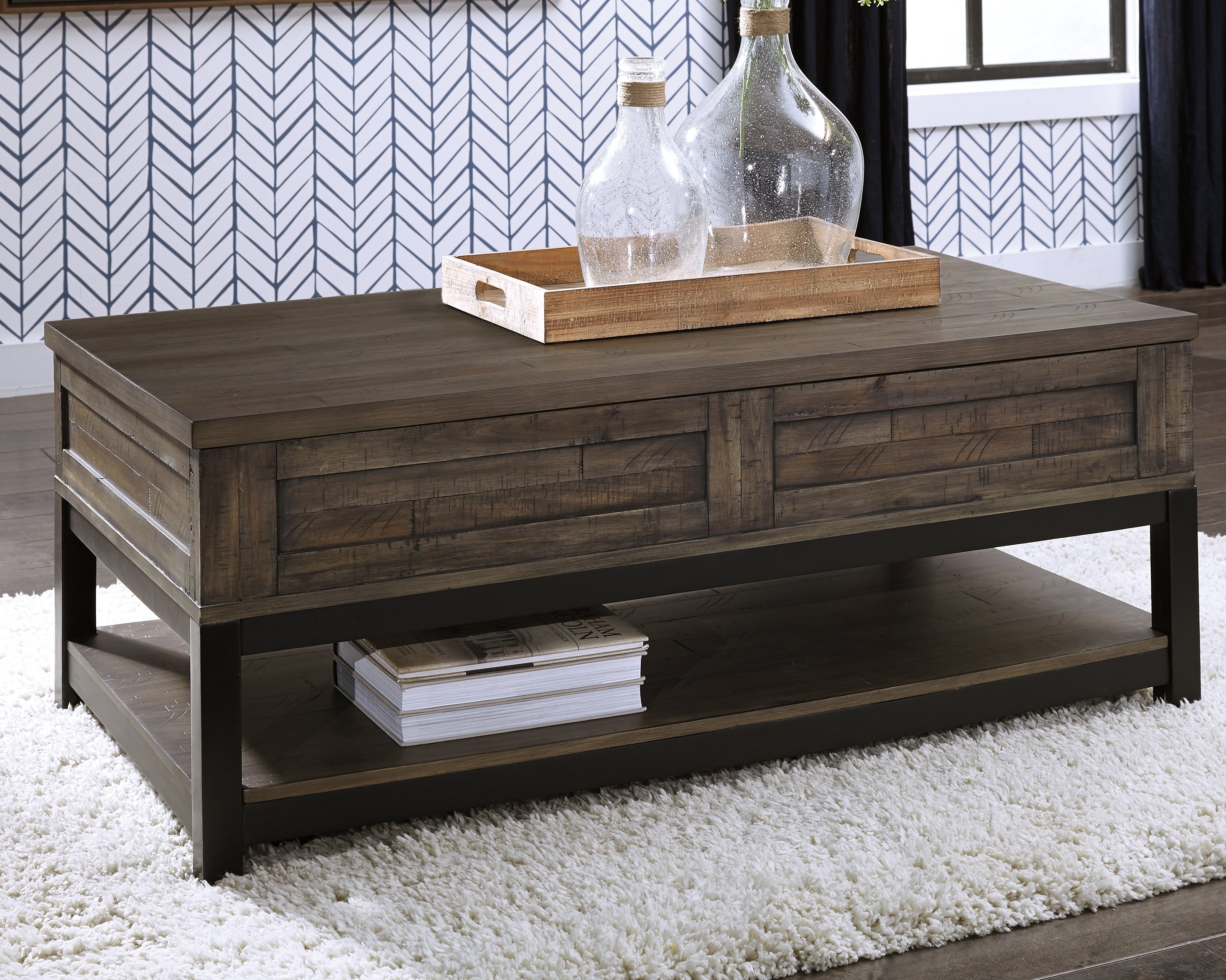 Orleans Furniture - Ashley Furniture - Johurst Coffee Table with Lift Top - LIFT TOP COCKTAIL TABLE / Grayish Brown - T444-9