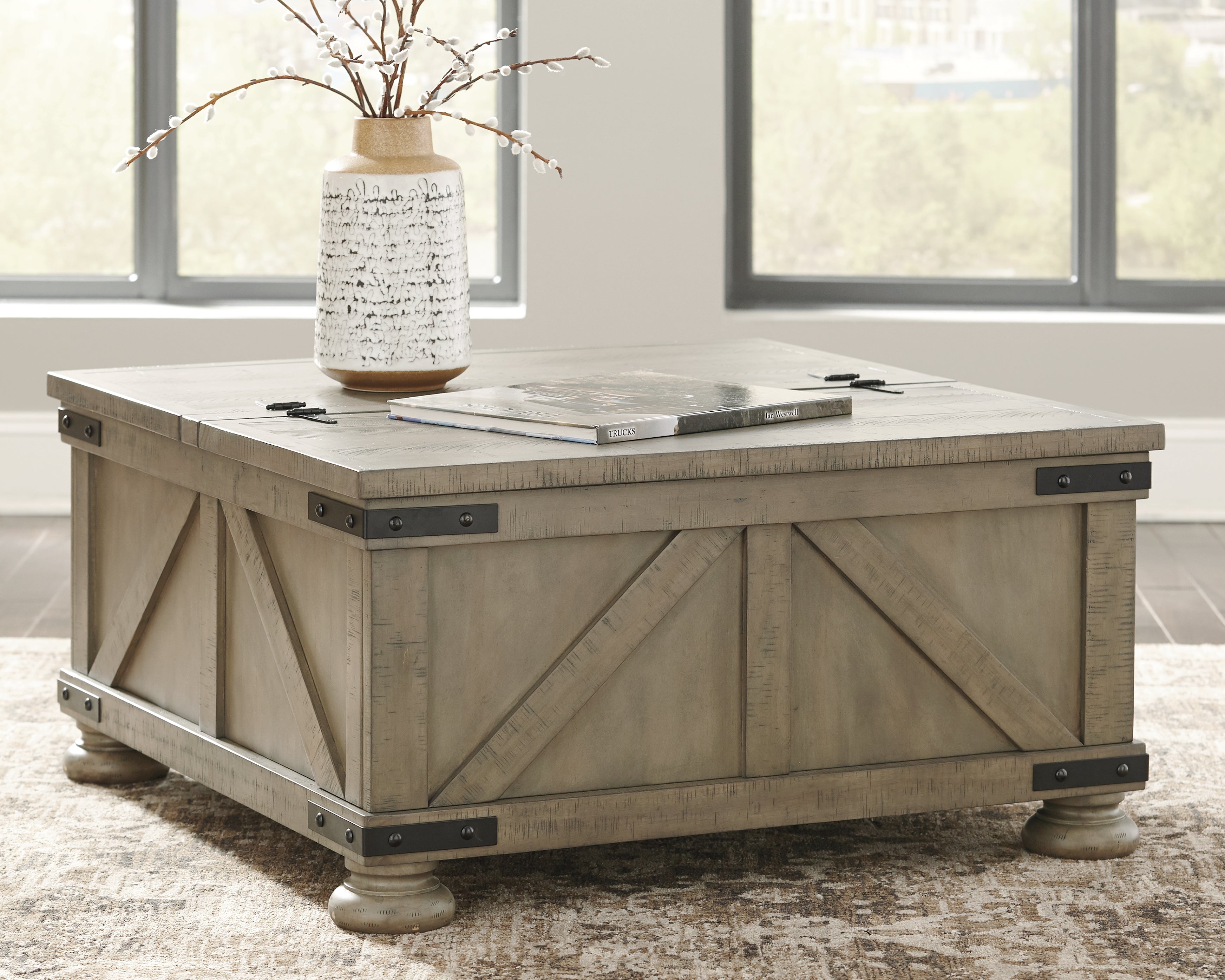 Orleans Furniture - Ashley Furniture - Aldwin Coffee Table With Storage - Cocktail Table with Storage / Gray - T457-20