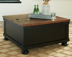 Orleans Furniture - Ashley Furniture - Valebeck Coffee Table with Lift Top - Lift Top Cocktail Table / Black/Brown - T468-00