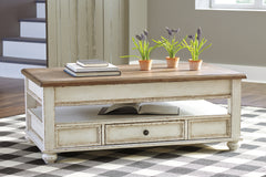 Orleans Furniture - Ashley Furniture - Realyn Coffee Table with Lift Top - Lift Top Cocktail Table / White/Brown - T523-9
