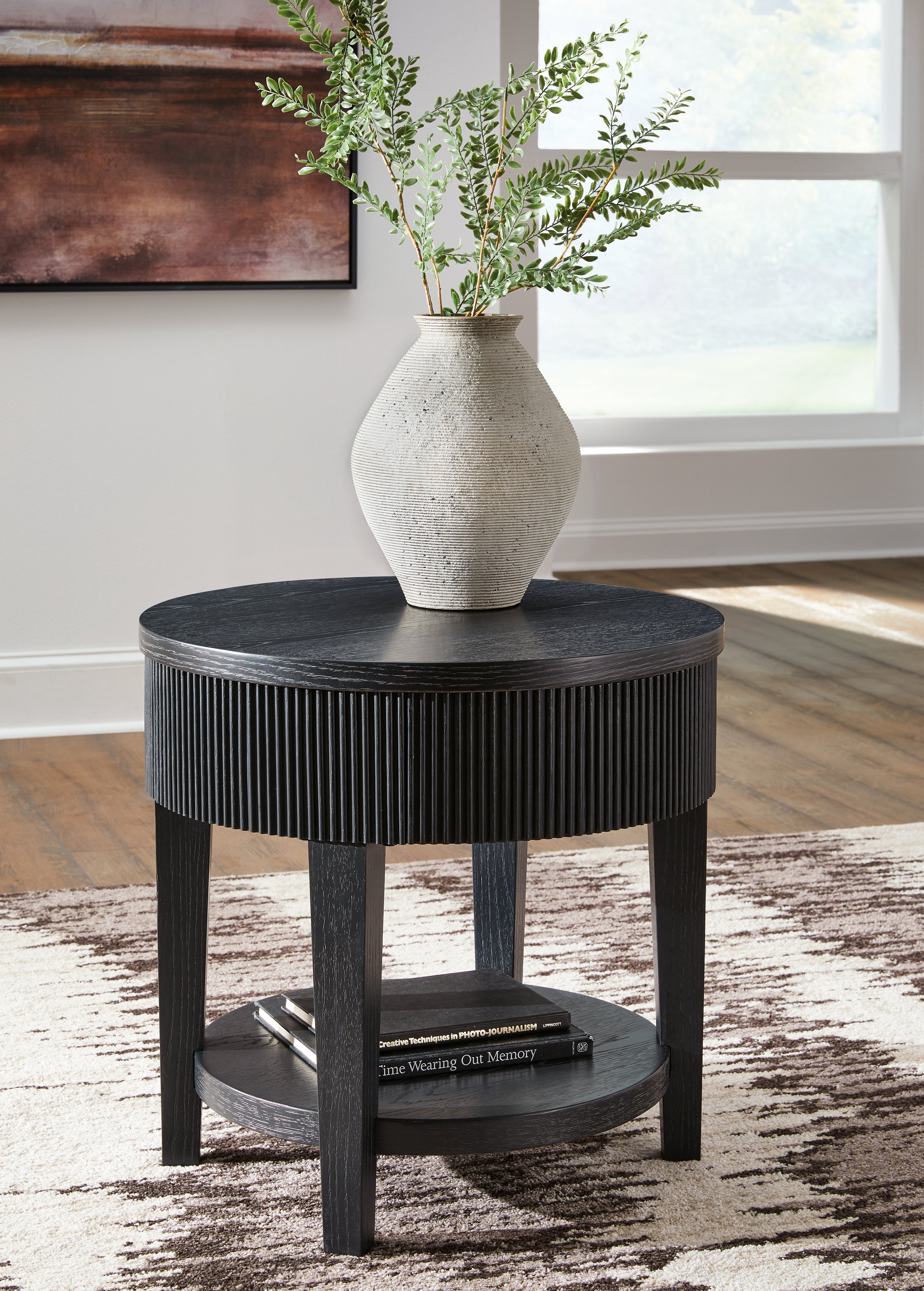 Orleans Furniture - Ashley Furniture - Marstream End Table - Round End Table / Black - T551-6