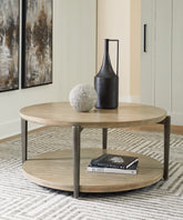 Orleans Furniture - Ashley Furniture - Dyonton Coffee Table - Round Cocktail Table / Light Grayish Brown - T574-8