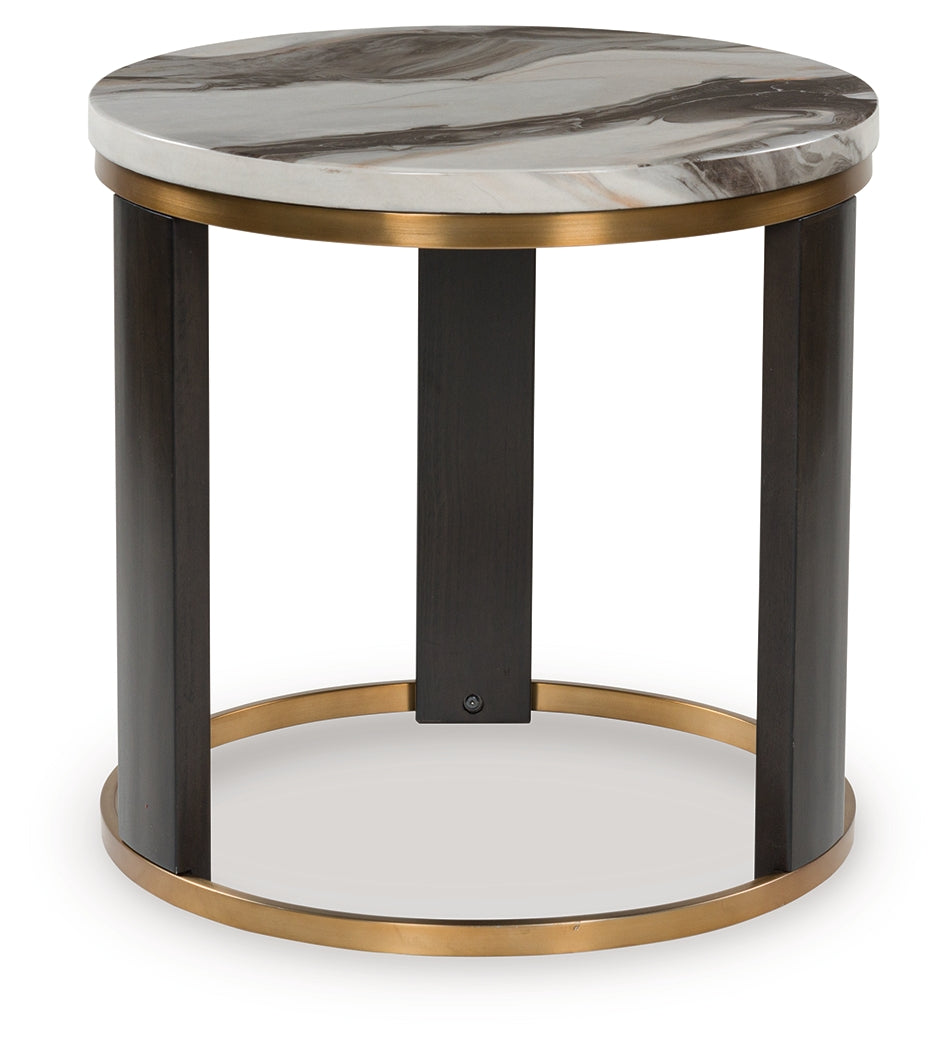 Orleans Furniture - Ashley Furniture - Jazmore End Table - Round End Table / Brown/Brass Finish - T671-6