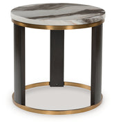 Orleans Furniture - Ashley Furniture - Jazmore End Table - Round End Table / Brown/Brass Finish - T671-6